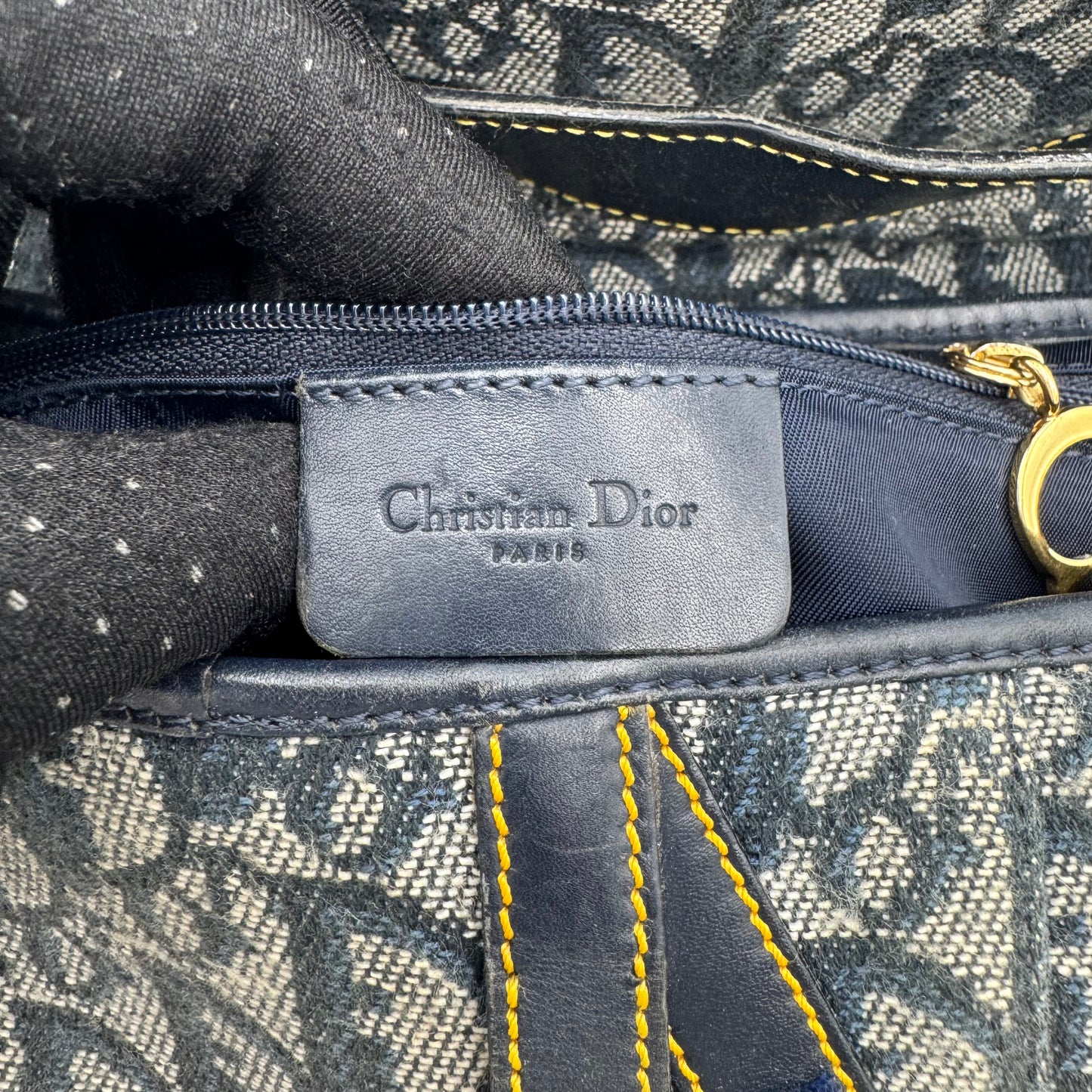 Christian Dior Blue Monogram Canvas Saddle GHW