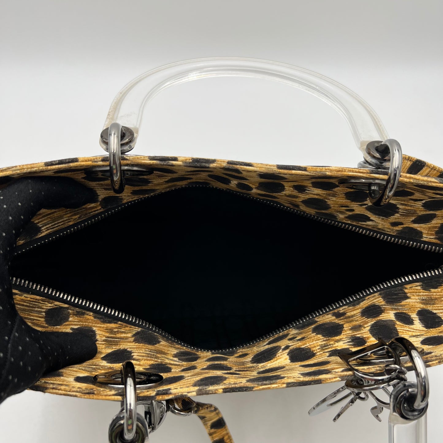 Christian Dior 1999 Leopard Print Nylon Large Lady Dior