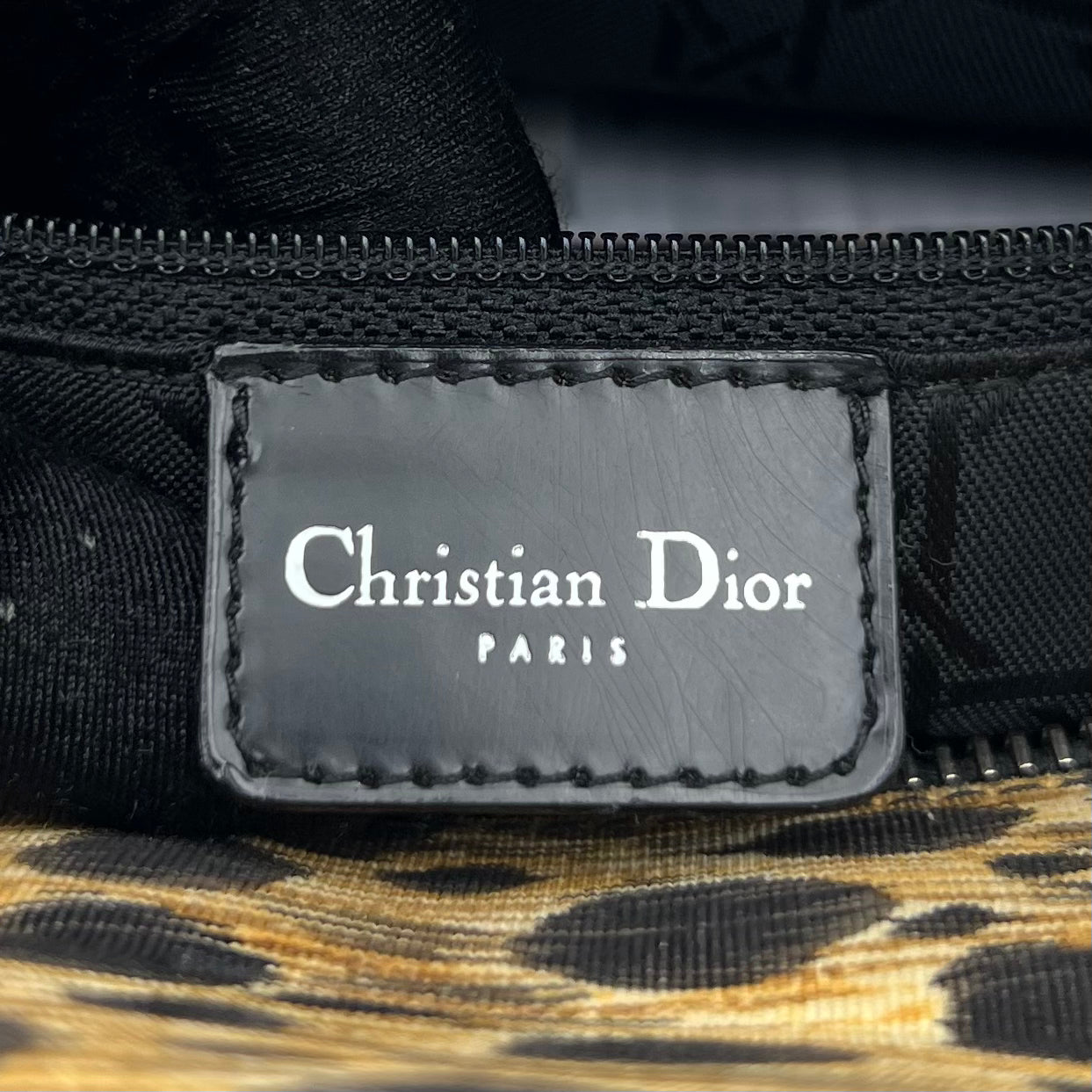 Christian Dior 1999 Leopard Print Nylon Large Lady Dior