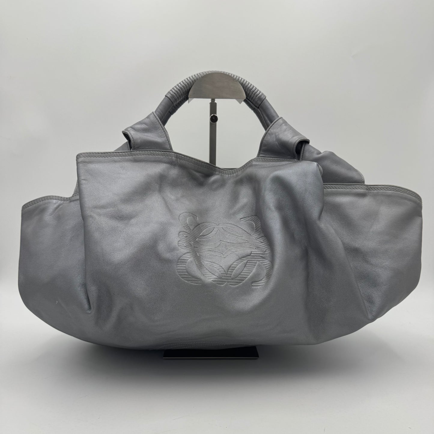 Loewe Metallic Gray Nappa Aire Handbag