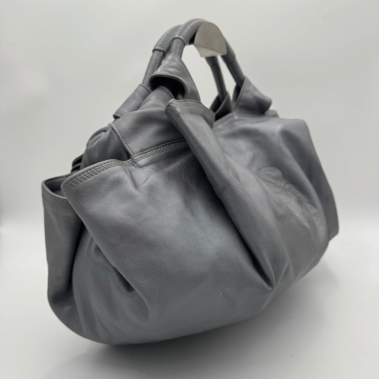 Loewe Metallic Gray Nappa Aire Handbag