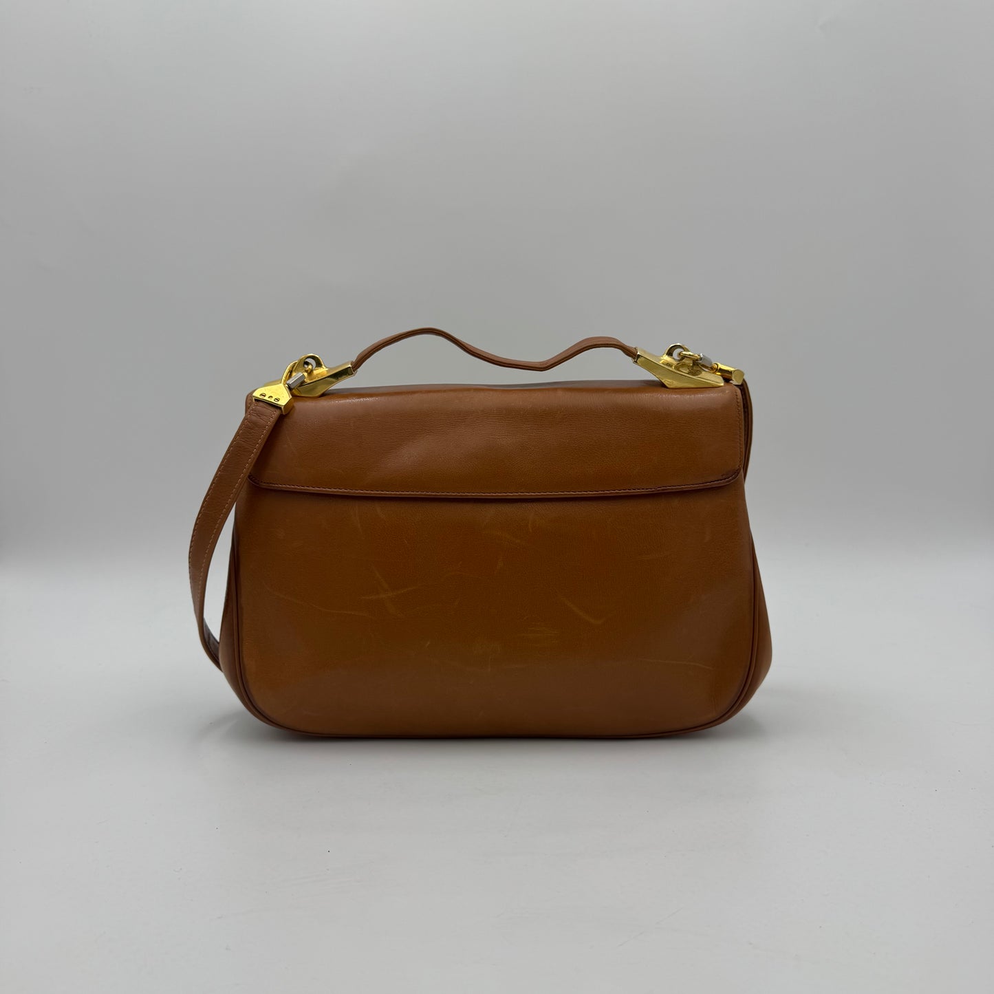 Christian Dior Caramel Brown Trotter and  Leather Handbag with Strap and Kisslock Coin Purse