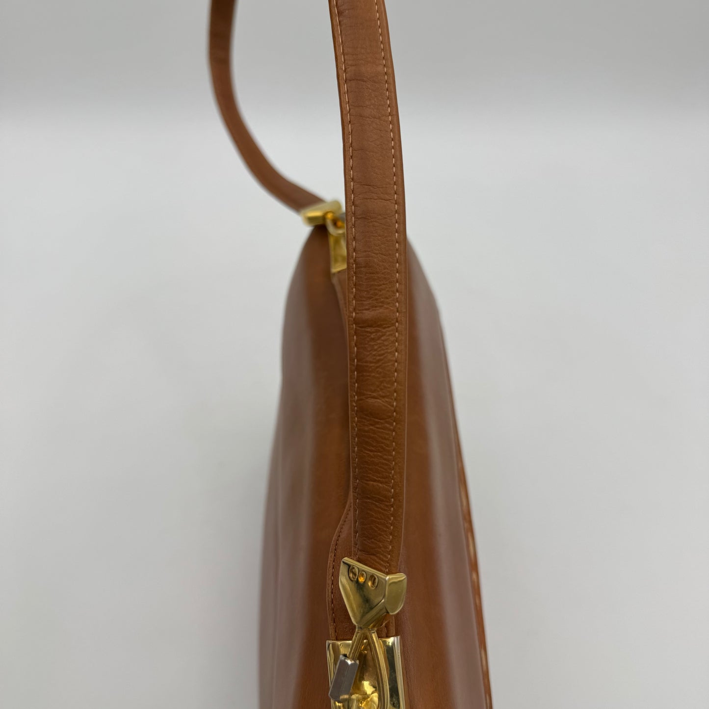 Christian Dior Caramel Brown Trotter and  Leather Handbag with Strap and Kisslock Coin Purse