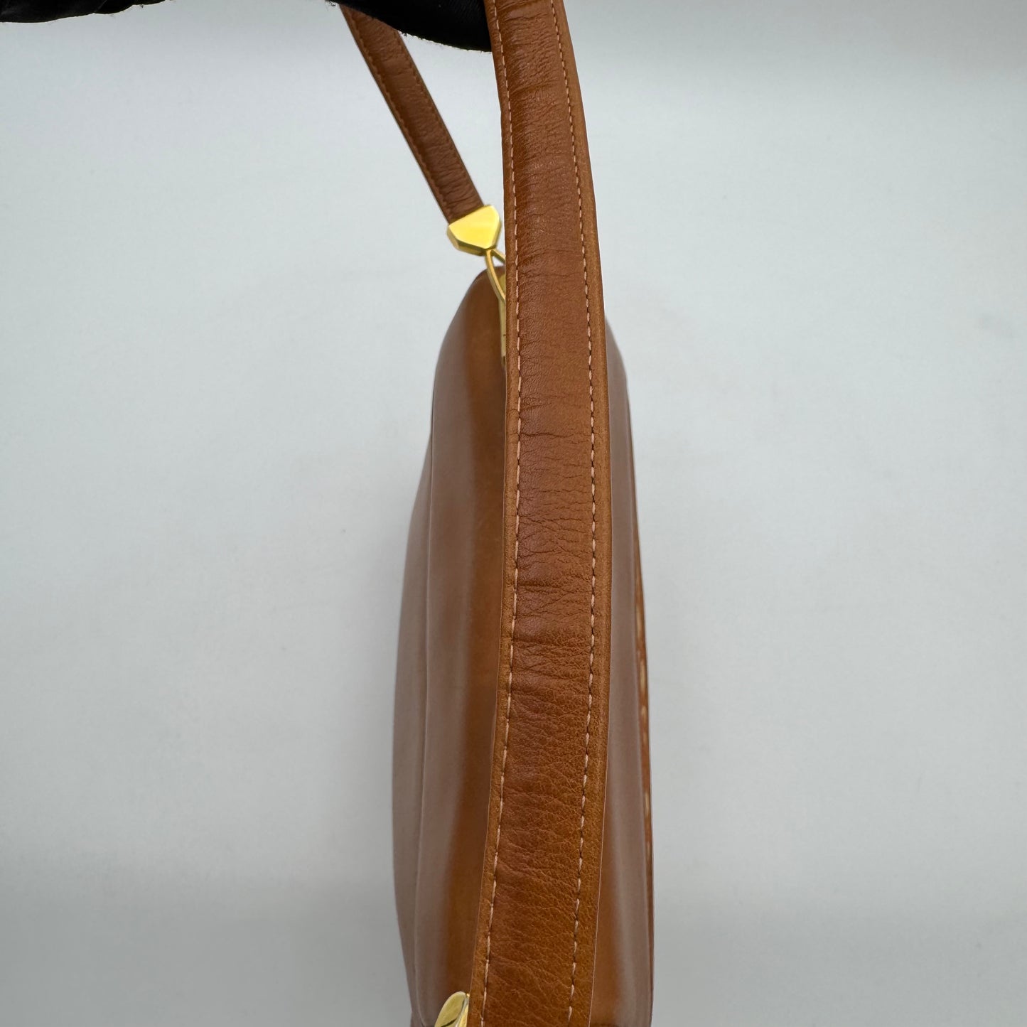 Christian Dior Caramel Brown Trotter and  Leather Handbag with Strap and Kisslock Coin Purse