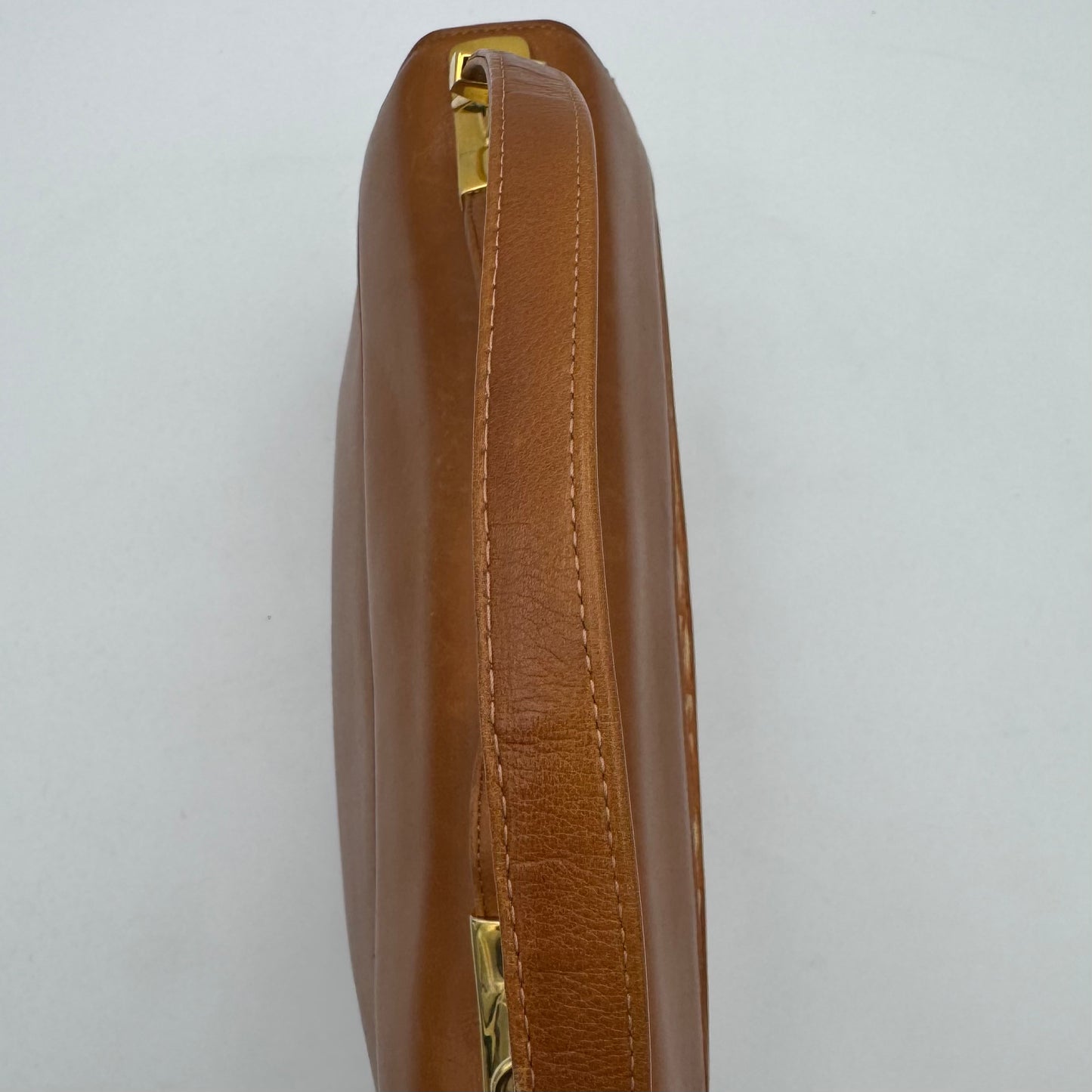 Christian Dior Caramel Brown Trotter and  Leather Handbag with Strap and Kisslock Coin Purse