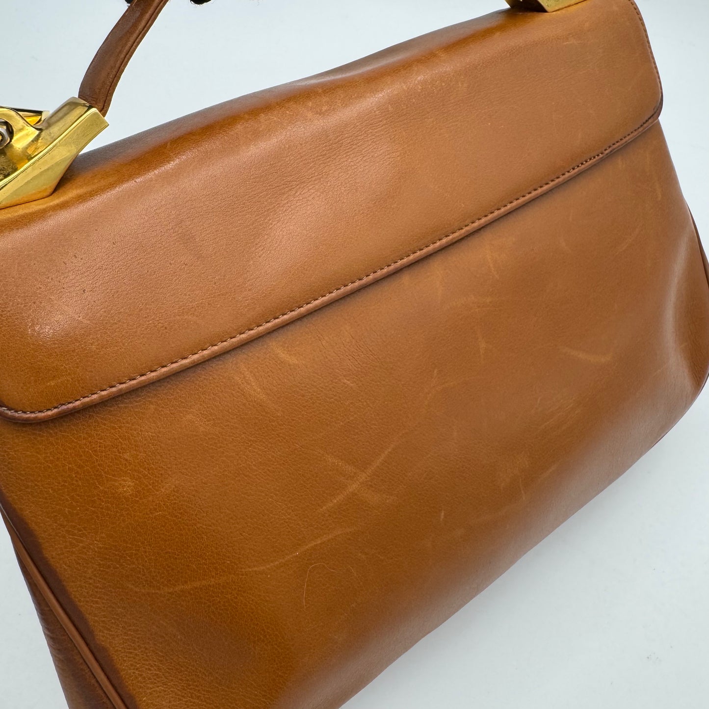 Christian Dior Caramel Brown Trotter and  Leather Handbag with Strap and Kisslock Coin Purse