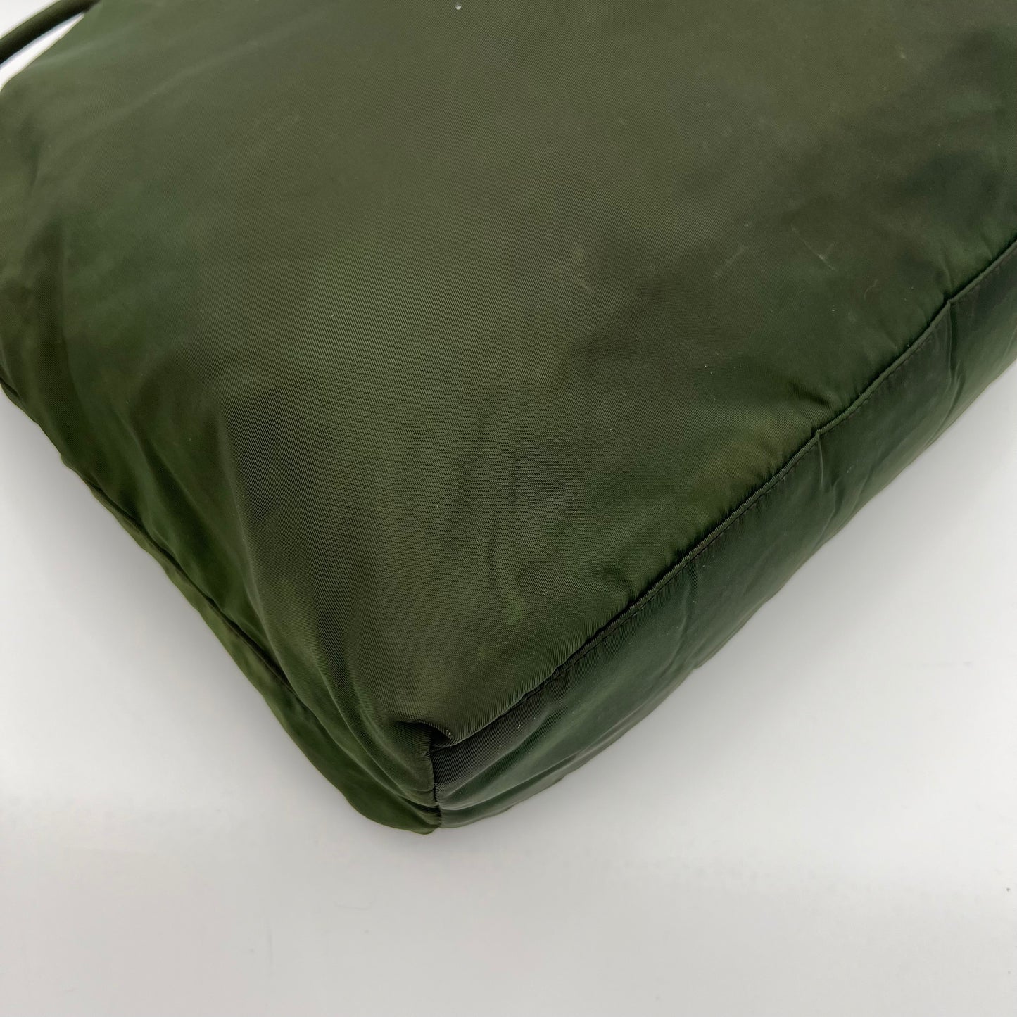 Prada Green Nylon Large Open Long Strap Tote