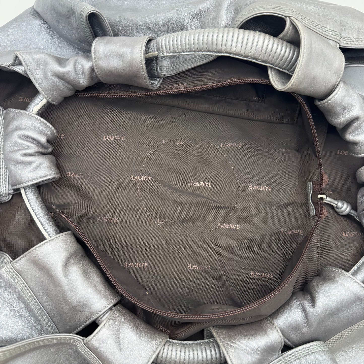 Loewe Metallic Gray Nappa Aire Handbag