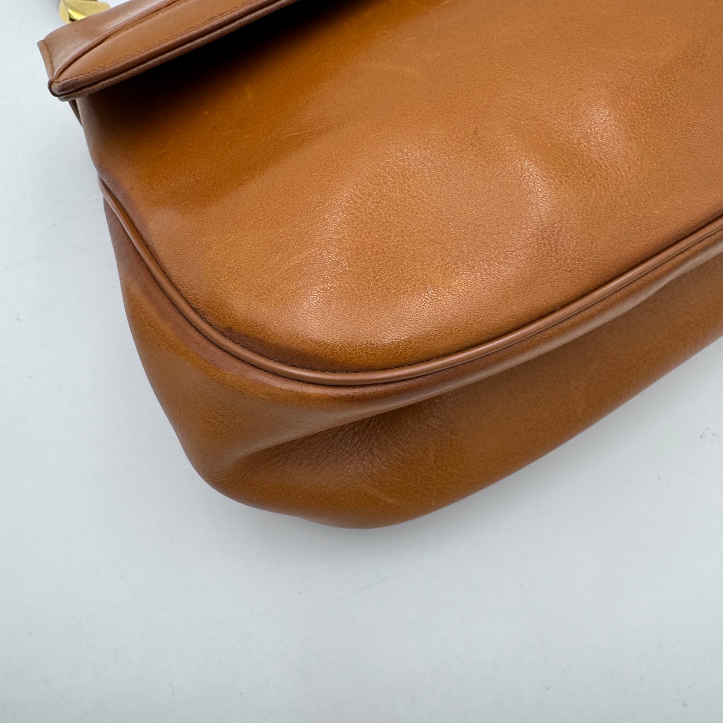 Christian Dior Caramel Brown Trotter and  Leather Handbag with Strap and Kisslock Coin Purse