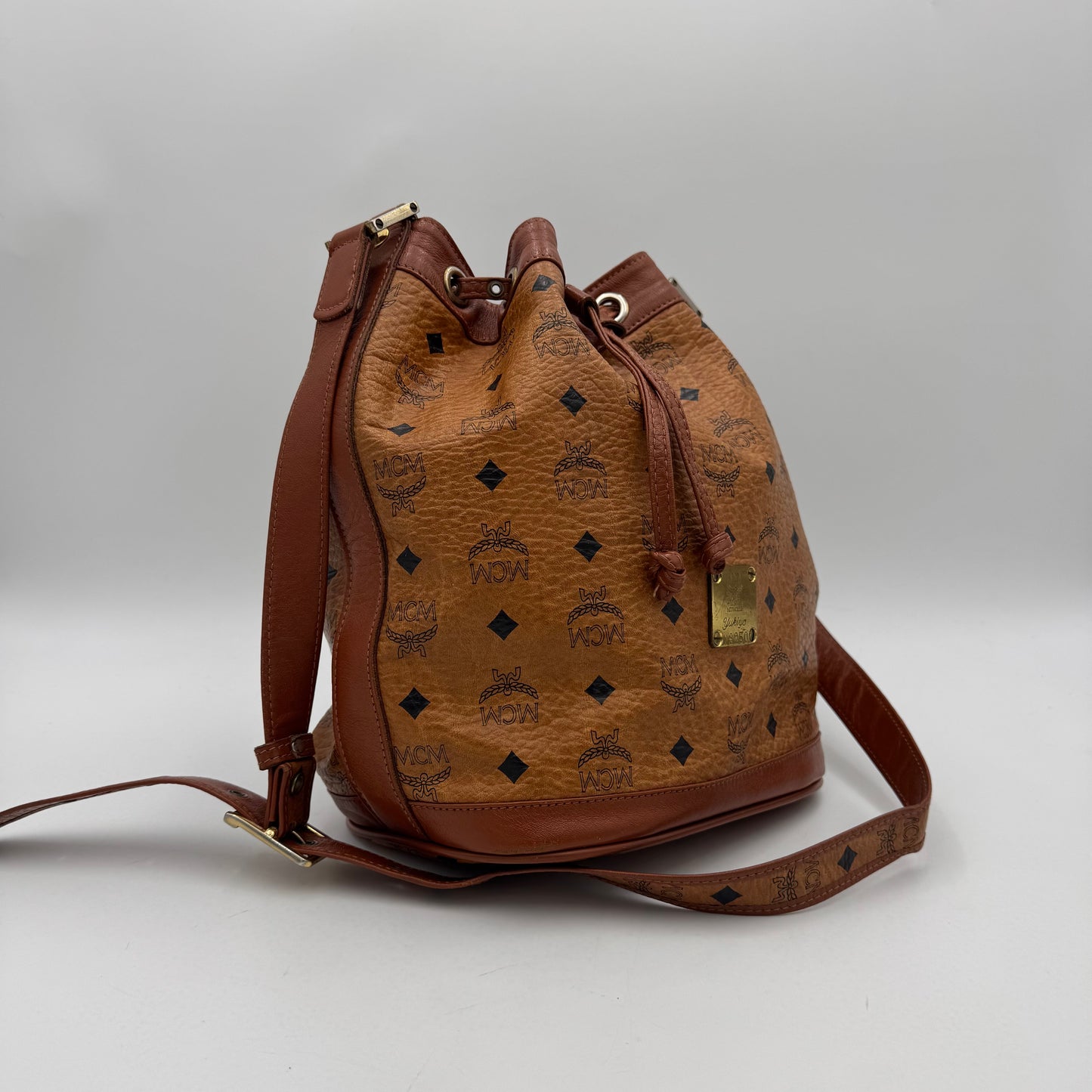 MCM Cognac Bucket Crossbody
