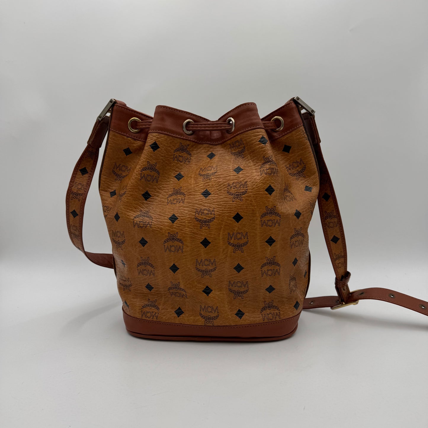 MCM Cognac Bucket Crossbody