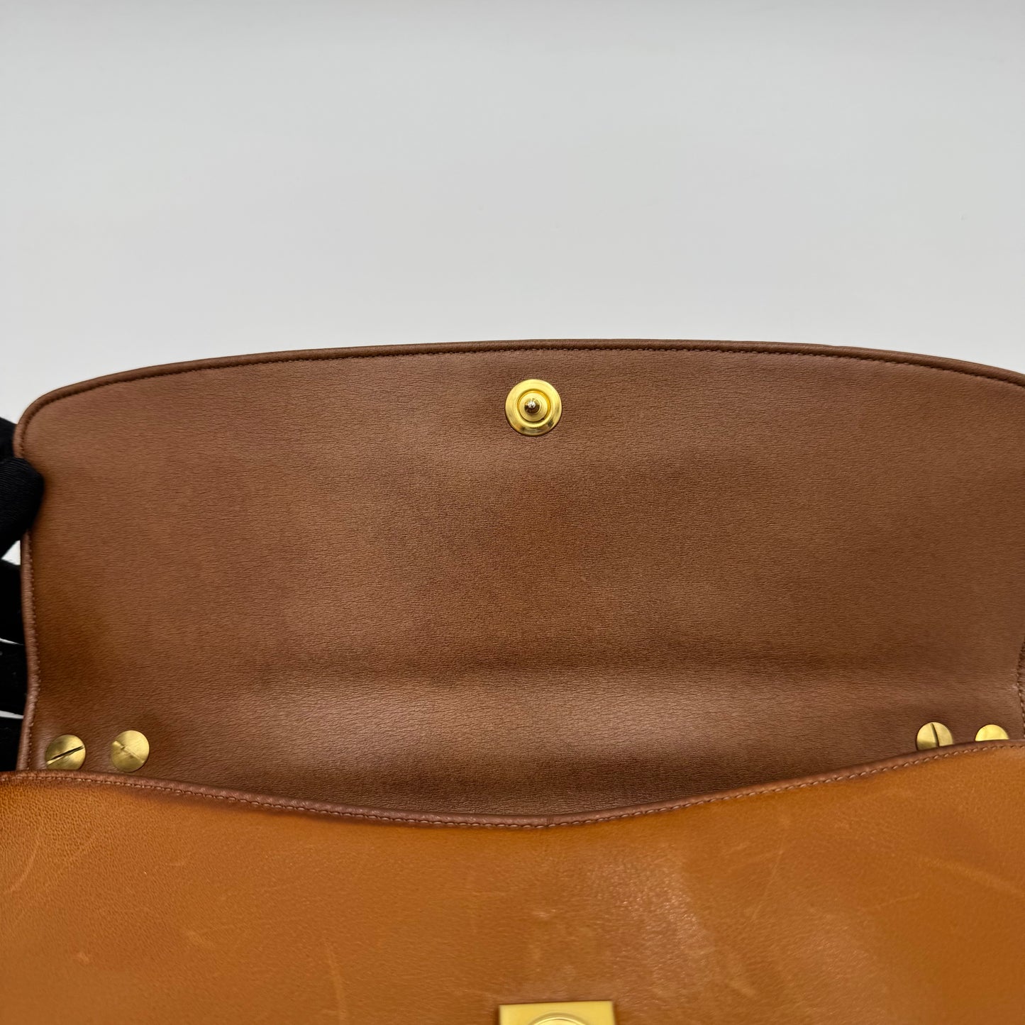 Christian Dior Caramel Brown Trotter and  Leather Handbag with Strap and Kisslock Coin Purse