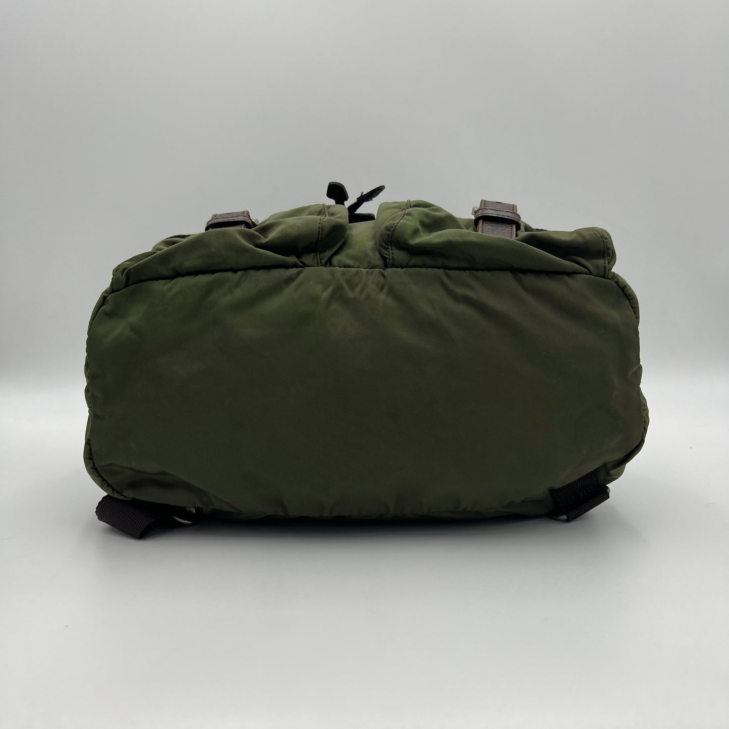 Prada Green Nylon and Brown Leather Backpack