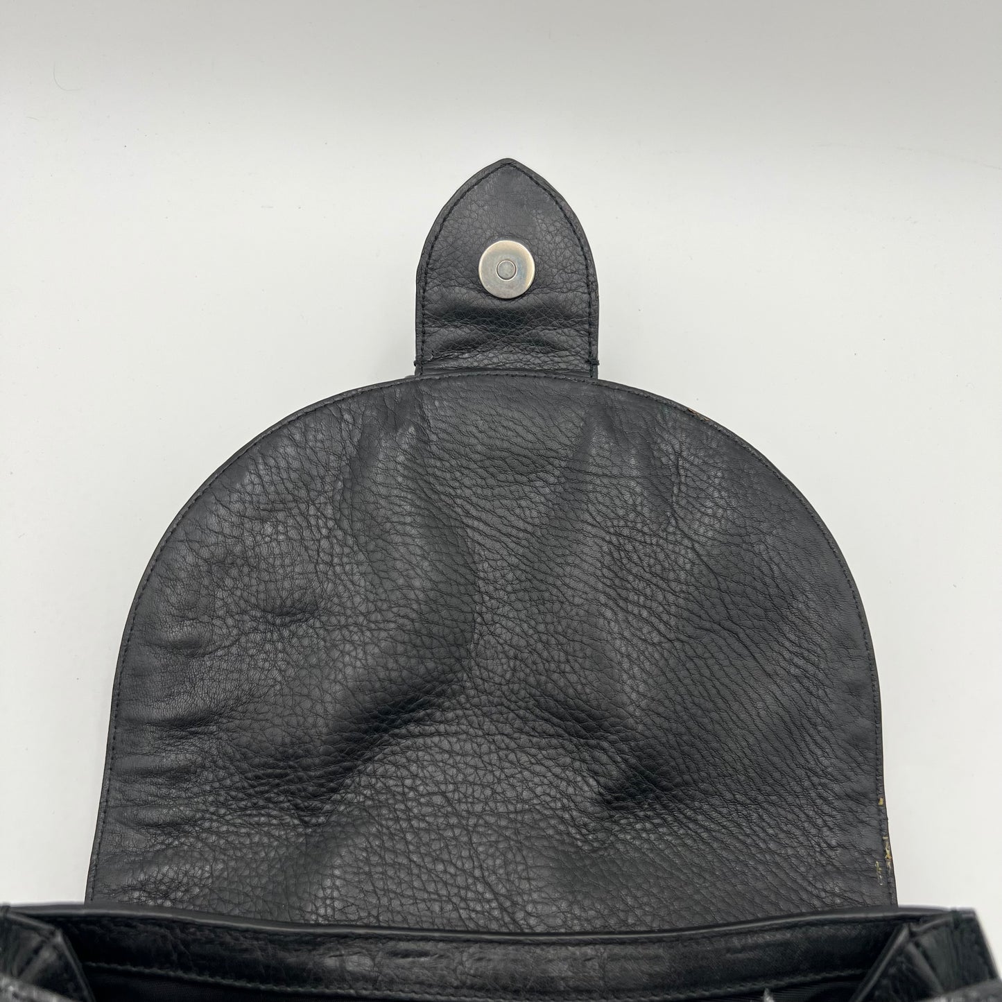 Christian Dior by John Galliano Black Lizard Trimmed Leather Flap Shoulder Bag