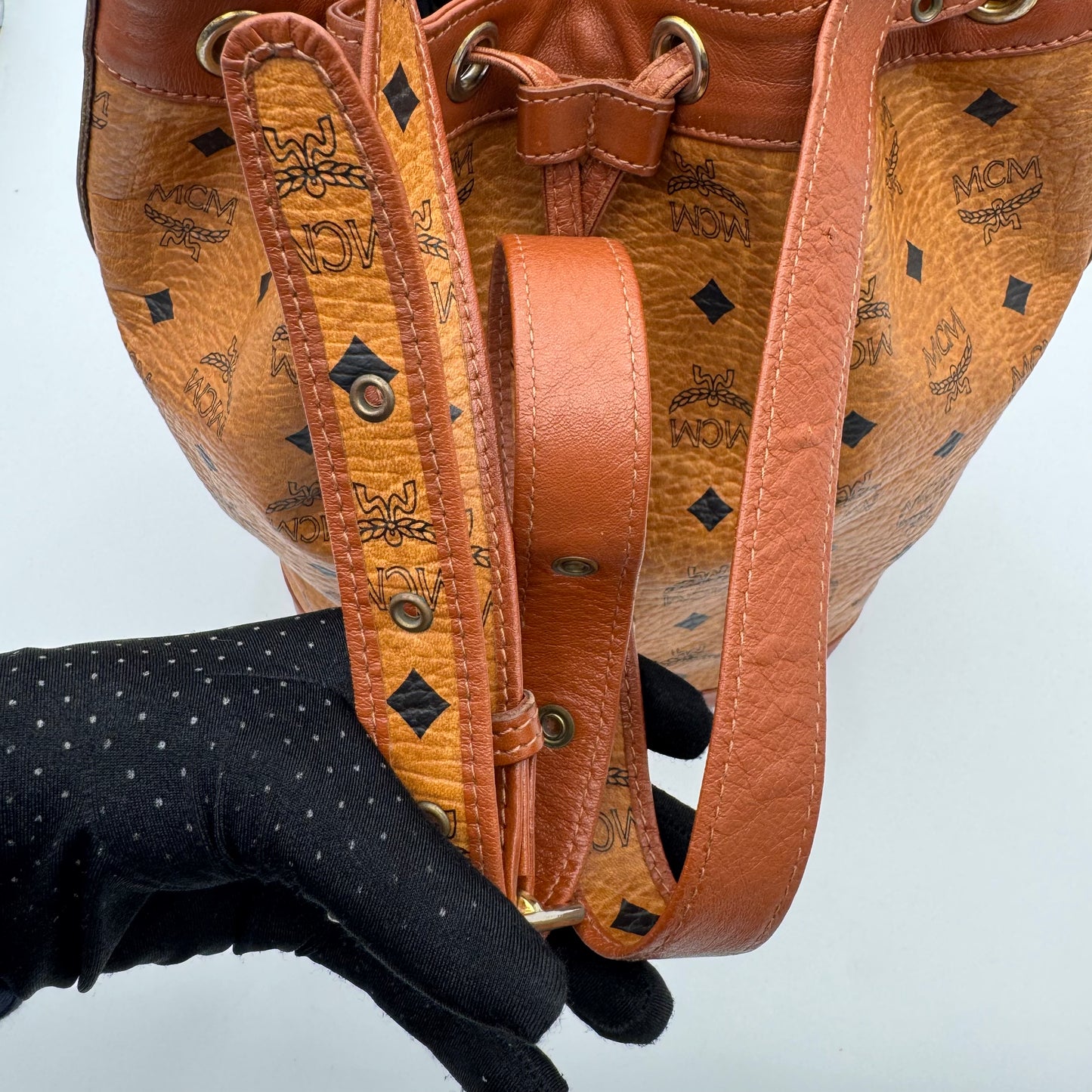 MCM Cognac Bucket Crossbody