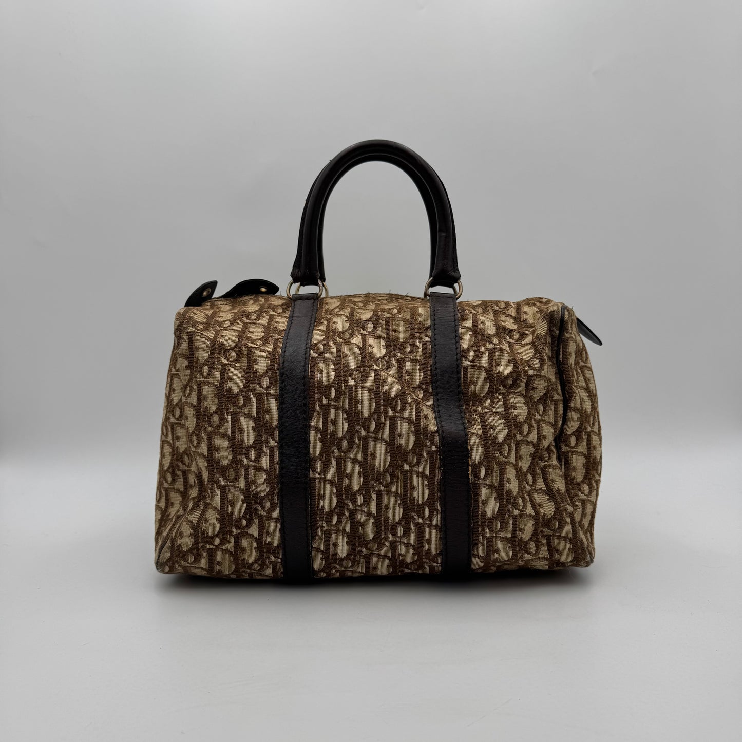 Christian Dior Vintage Brown Trotter Canvas and Leather Boston 30