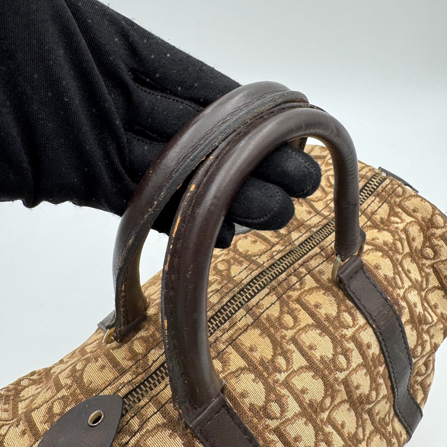 Christian Dior Vintage Brown Trotter Canvas and Leather Boston 30