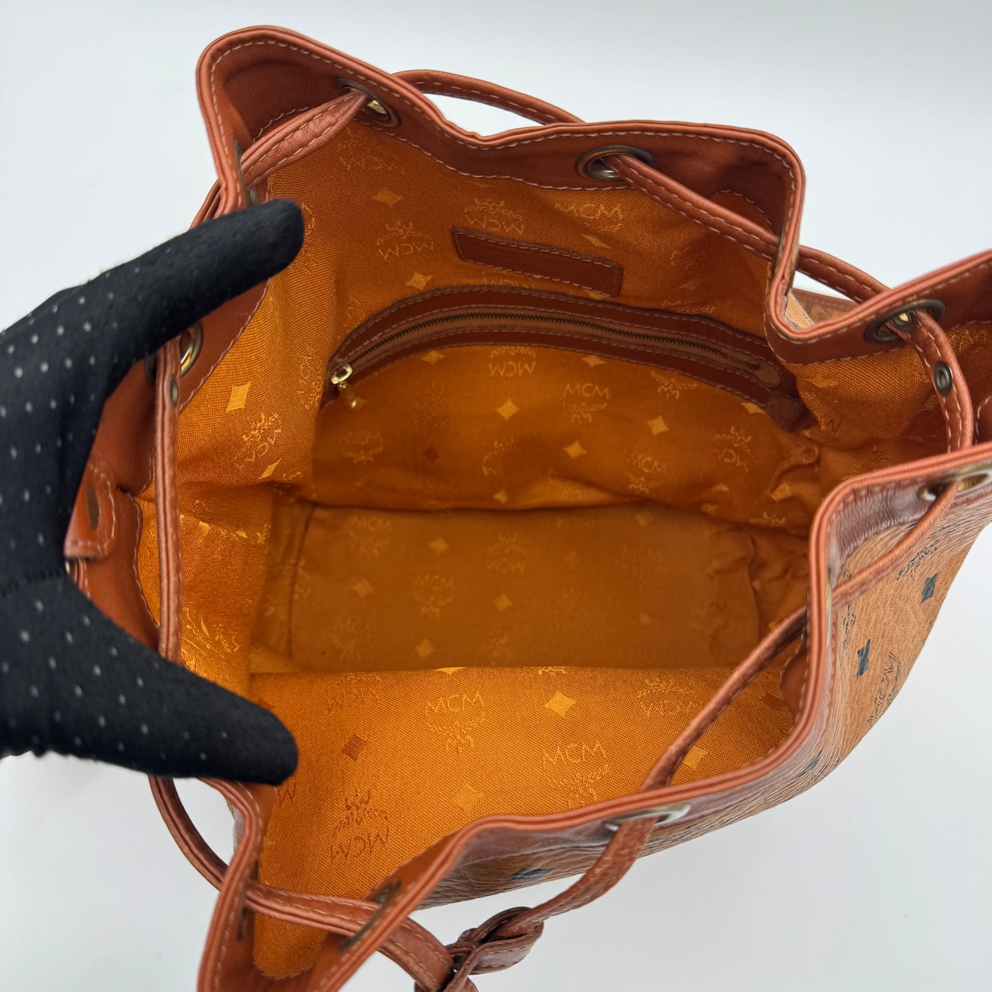 MCM Cognac Bucket Crossbody