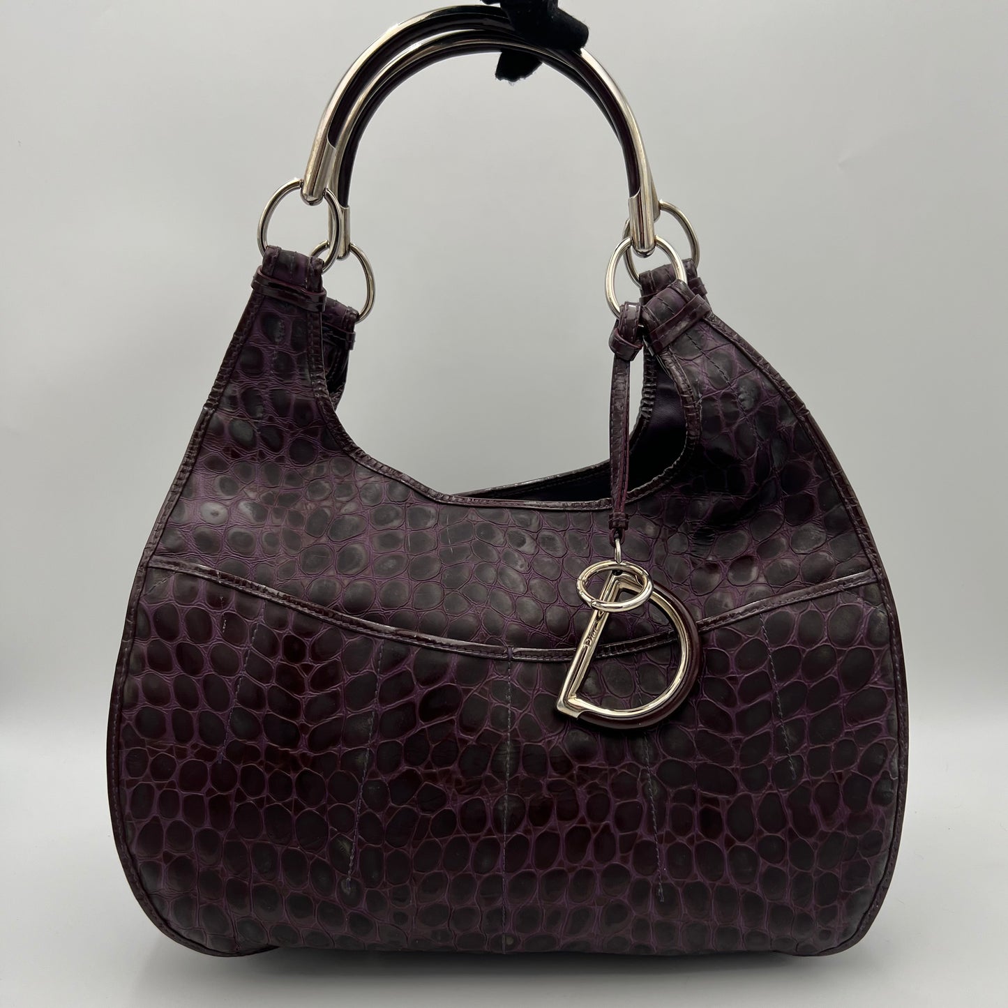Christian Dior Purple Croc Embossed 61 Tote