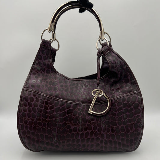 Christian Dior Purple Croc Embossed 61 Tote