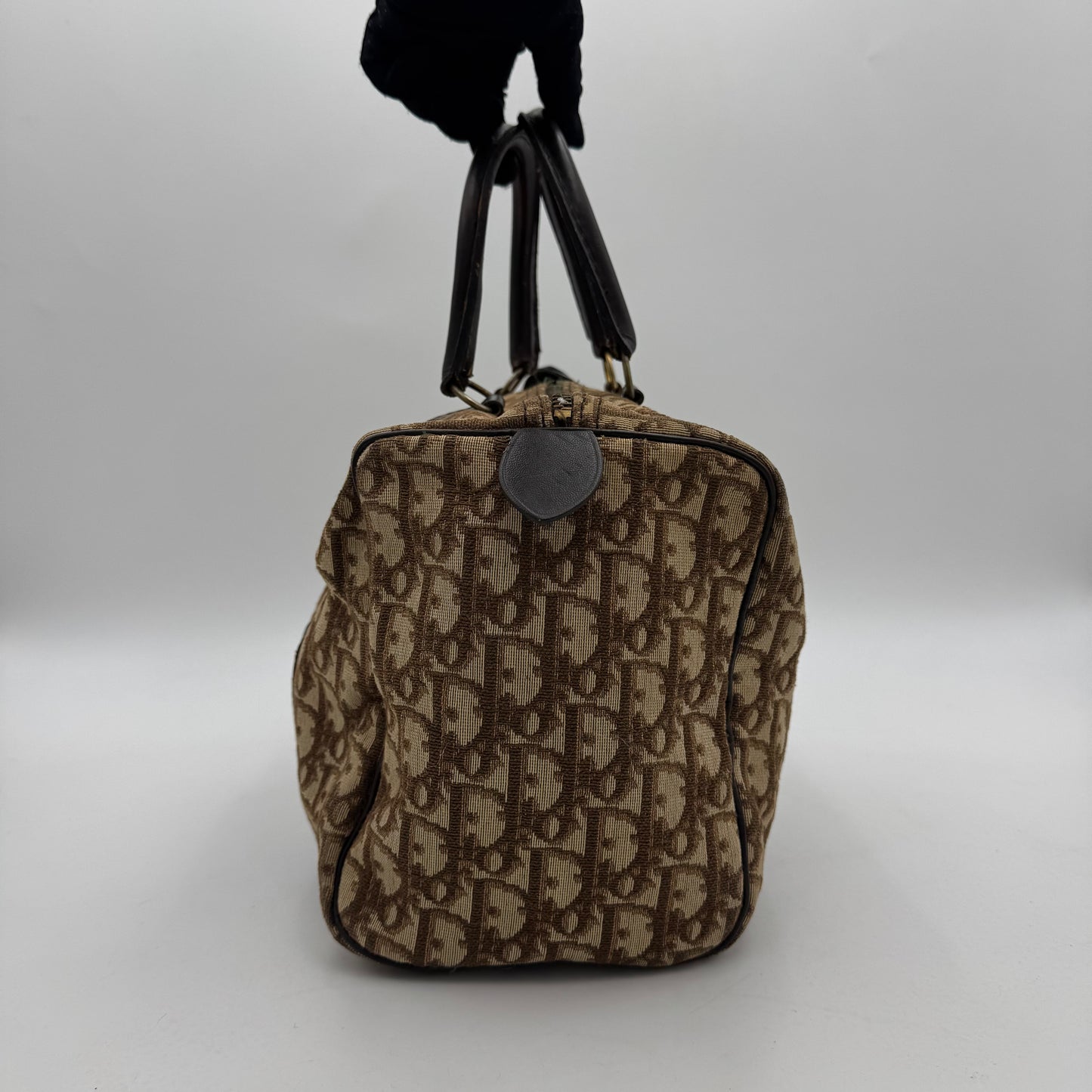 Christian Dior Vintage Brown Trotter Canvas and Leather Boston 30