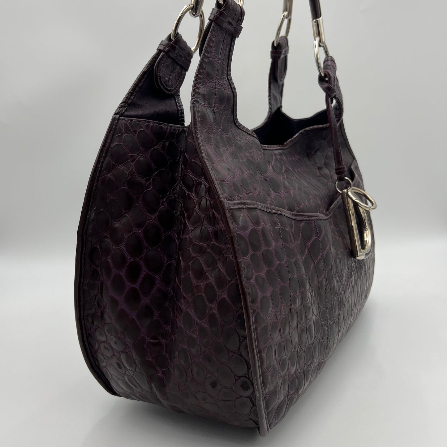 Christian Dior Purple Croc Embossed 61 Tote