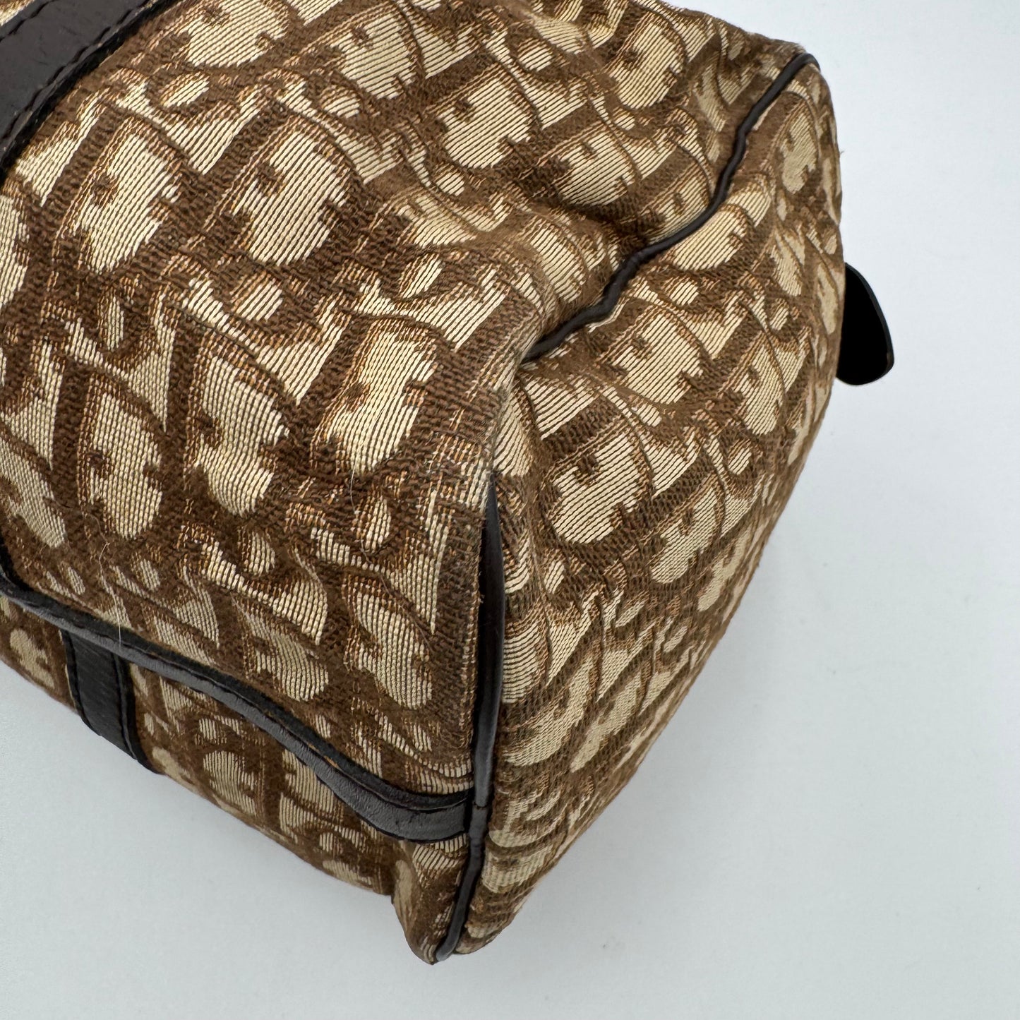 Christian Dior Vintage Brown Trotter Canvas and Leather Boston 30