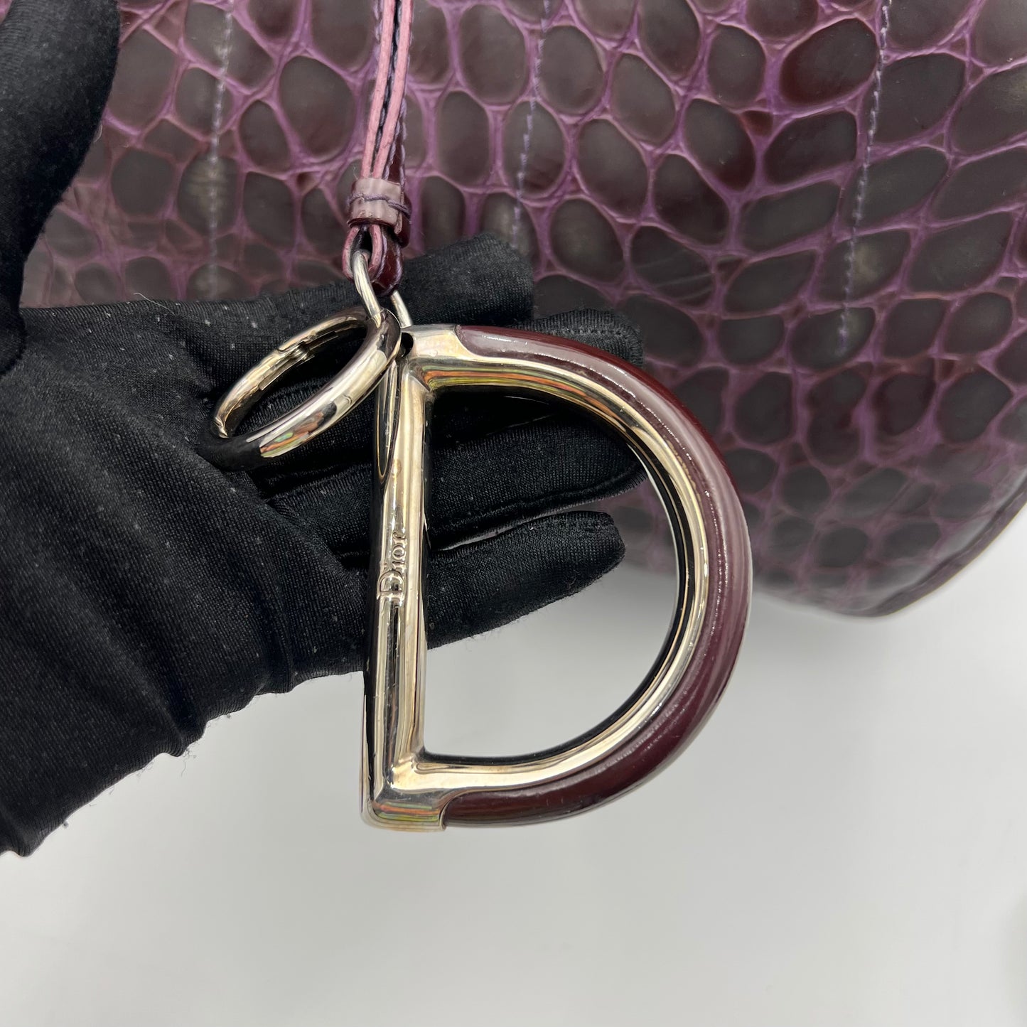 Christian Dior Purple Croc Embossed 61 Tote