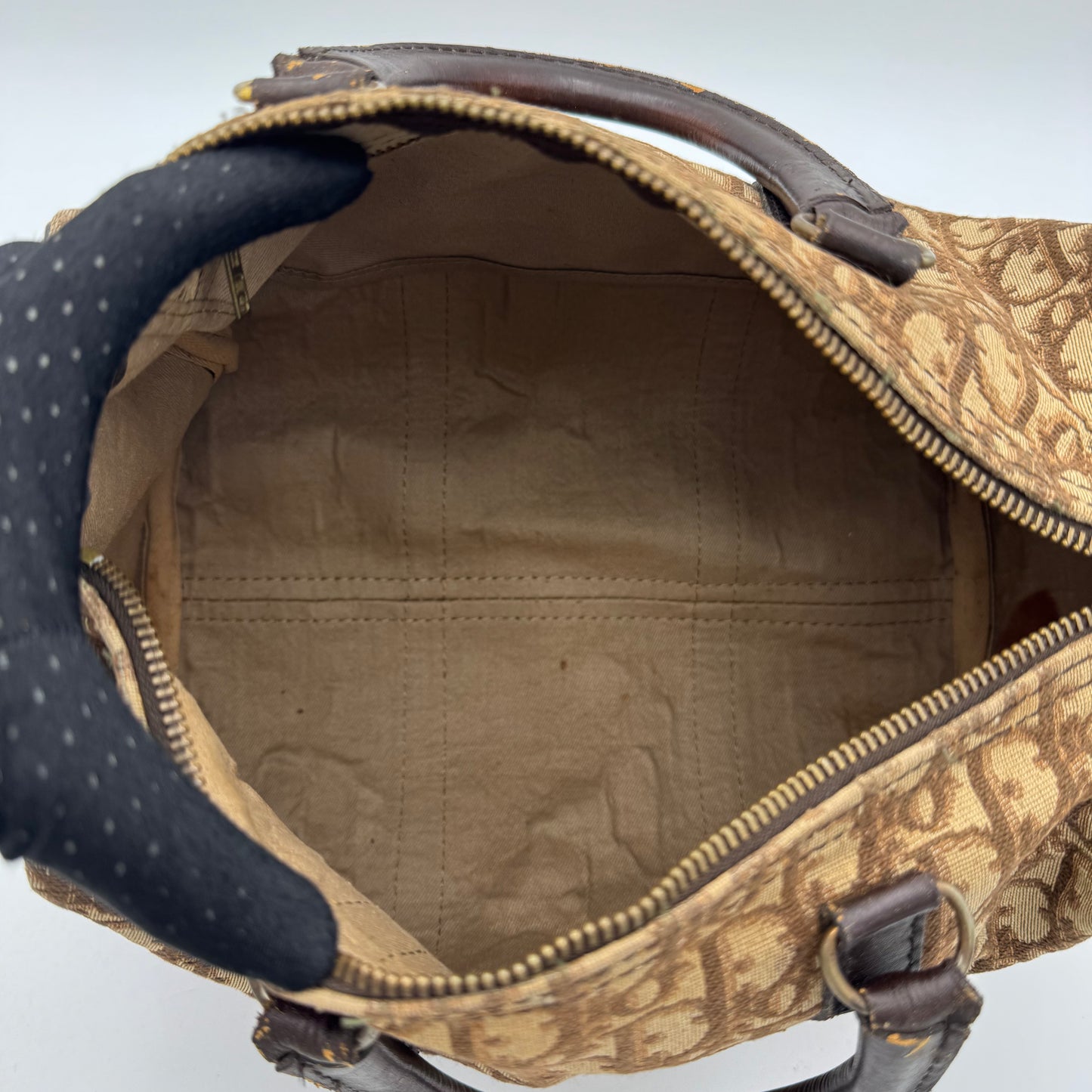 Christian Dior Vintage Brown Trotter Canvas and Leather Boston 30