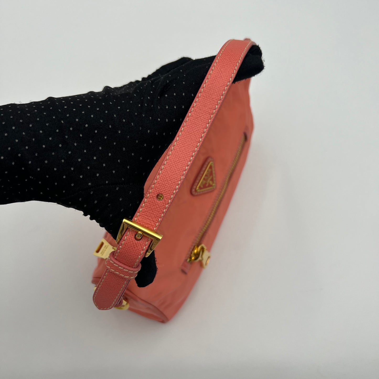 Prada Salmon Pink Tessuto and Leather Pochette