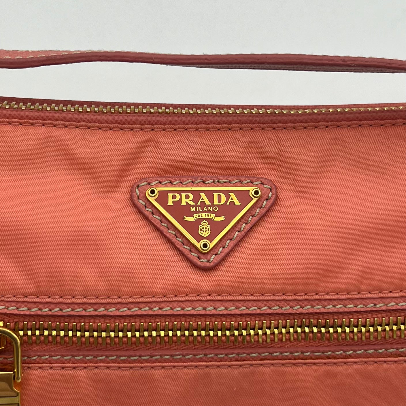 Prada Salmon Pink Tessuto and Leather Pochette