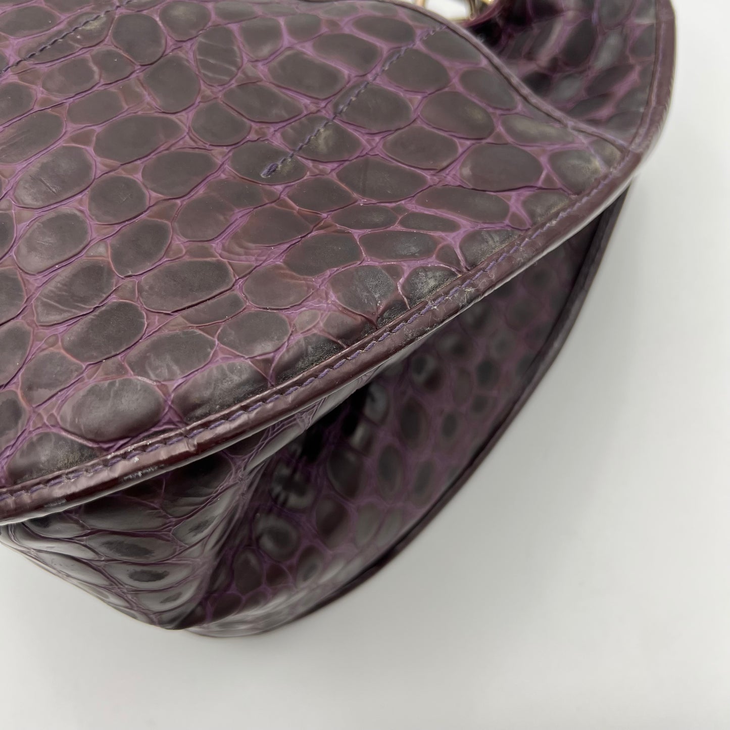 Christian Dior Purple Croc Embossed 61 Tote