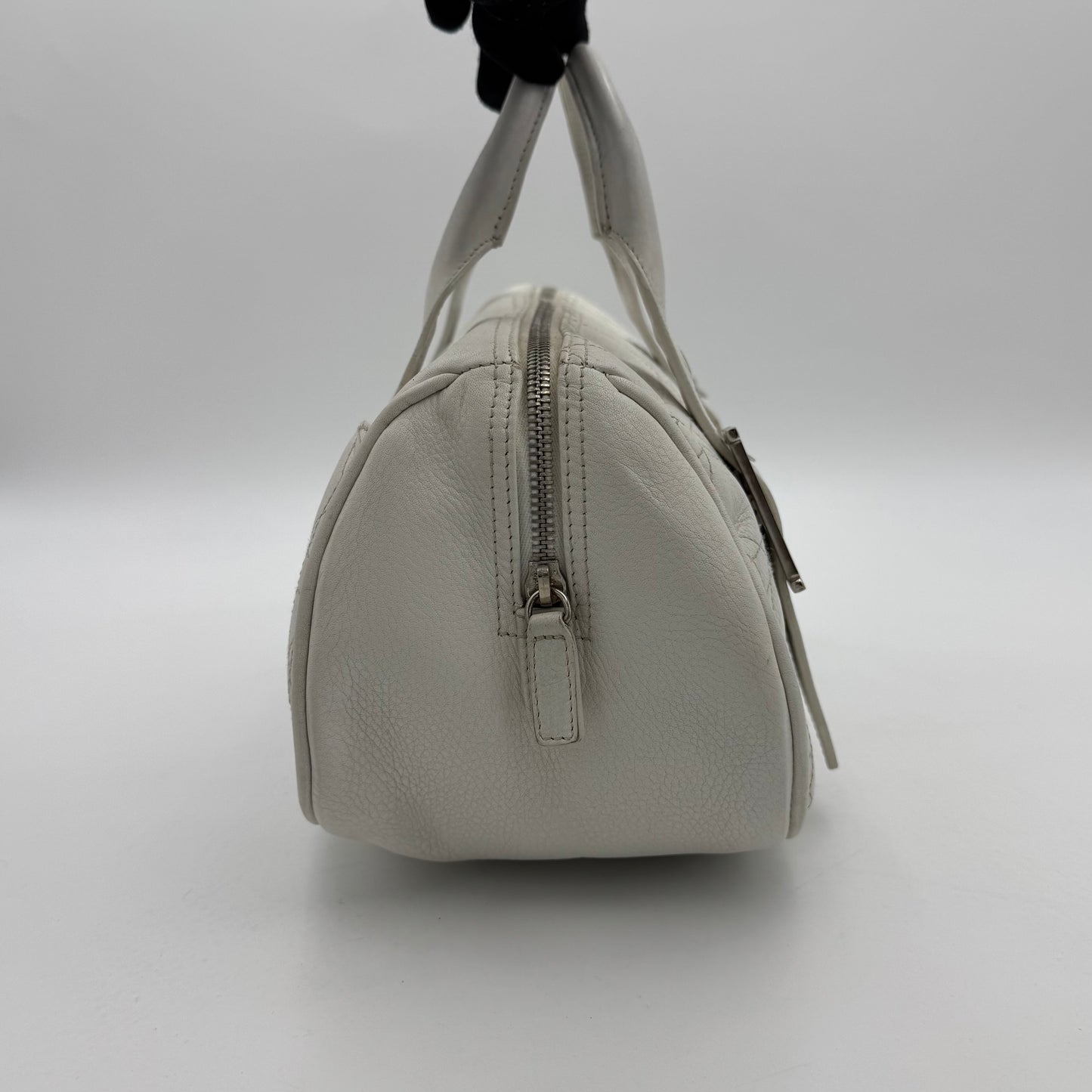 Christian Dior White Leather Cannage Boston Bag