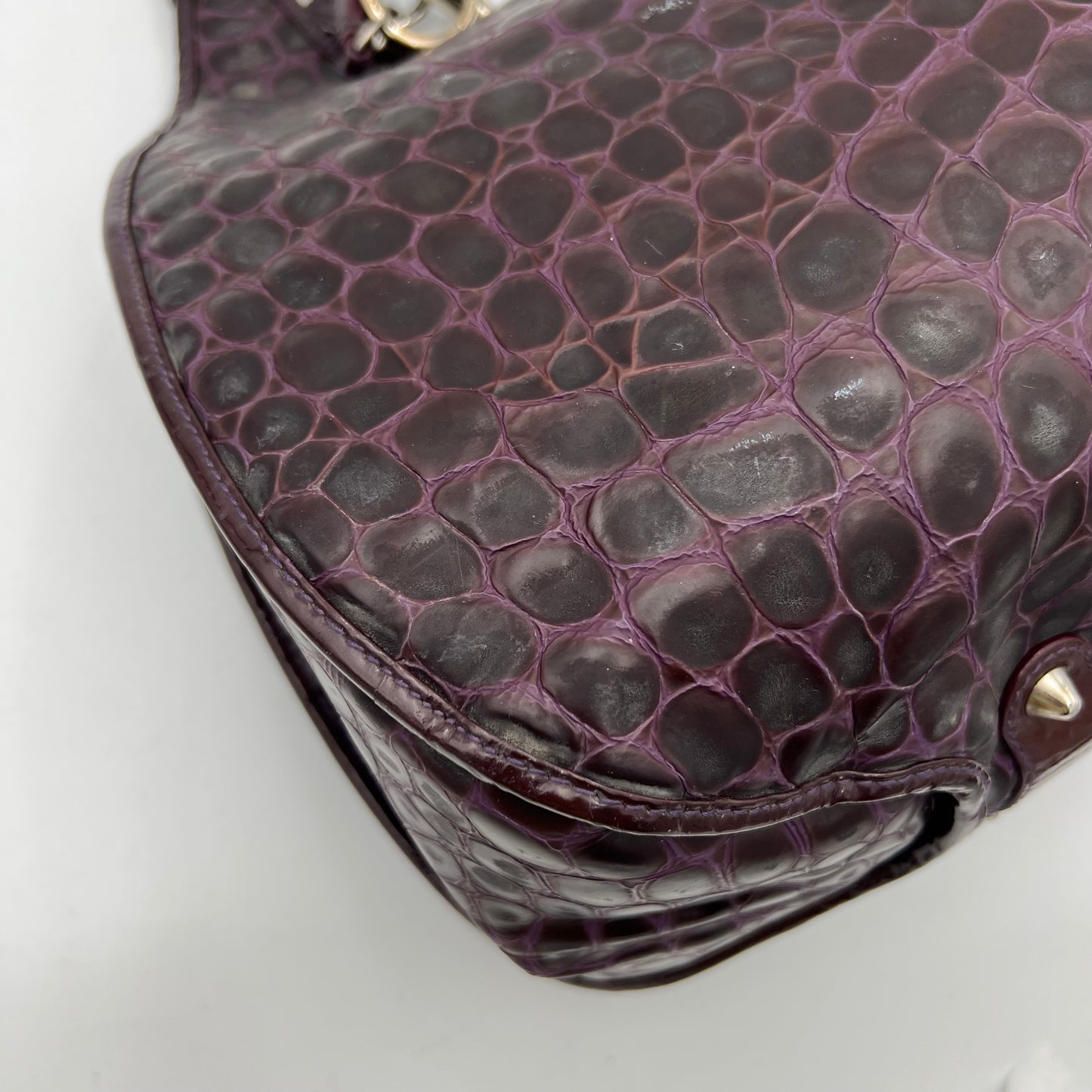 Christian Dior Purple Croc Embossed 61 Tote