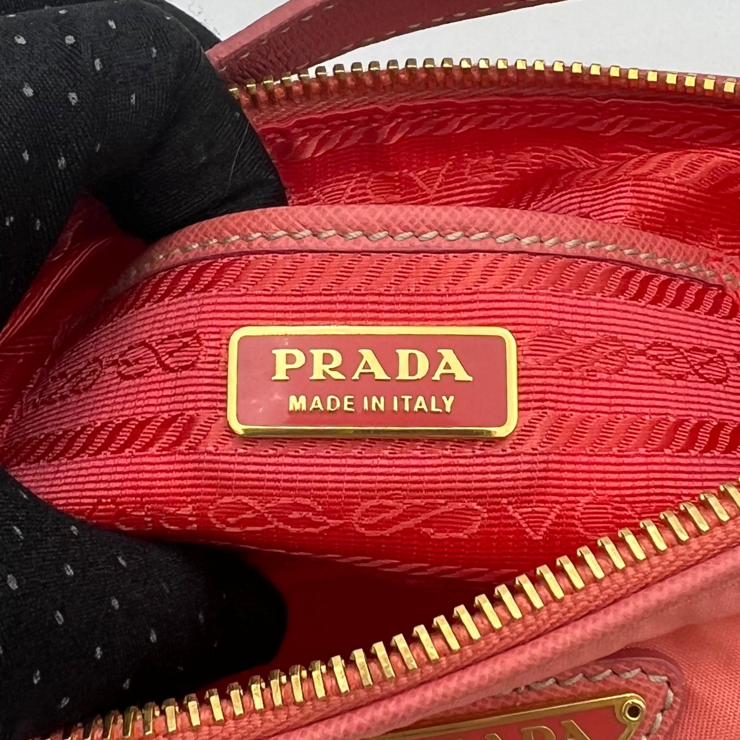 Prada Salmon Pink Tessuto and Leather Pochette