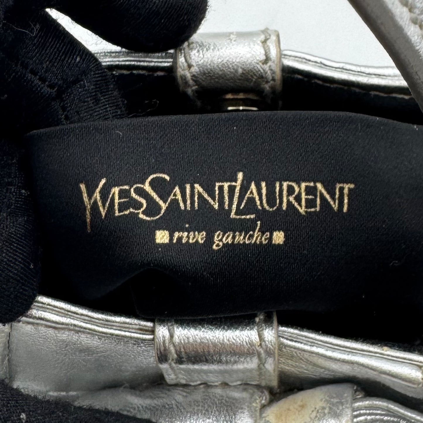 YSL Metallic Silver Leather Bow Shoulder Bag