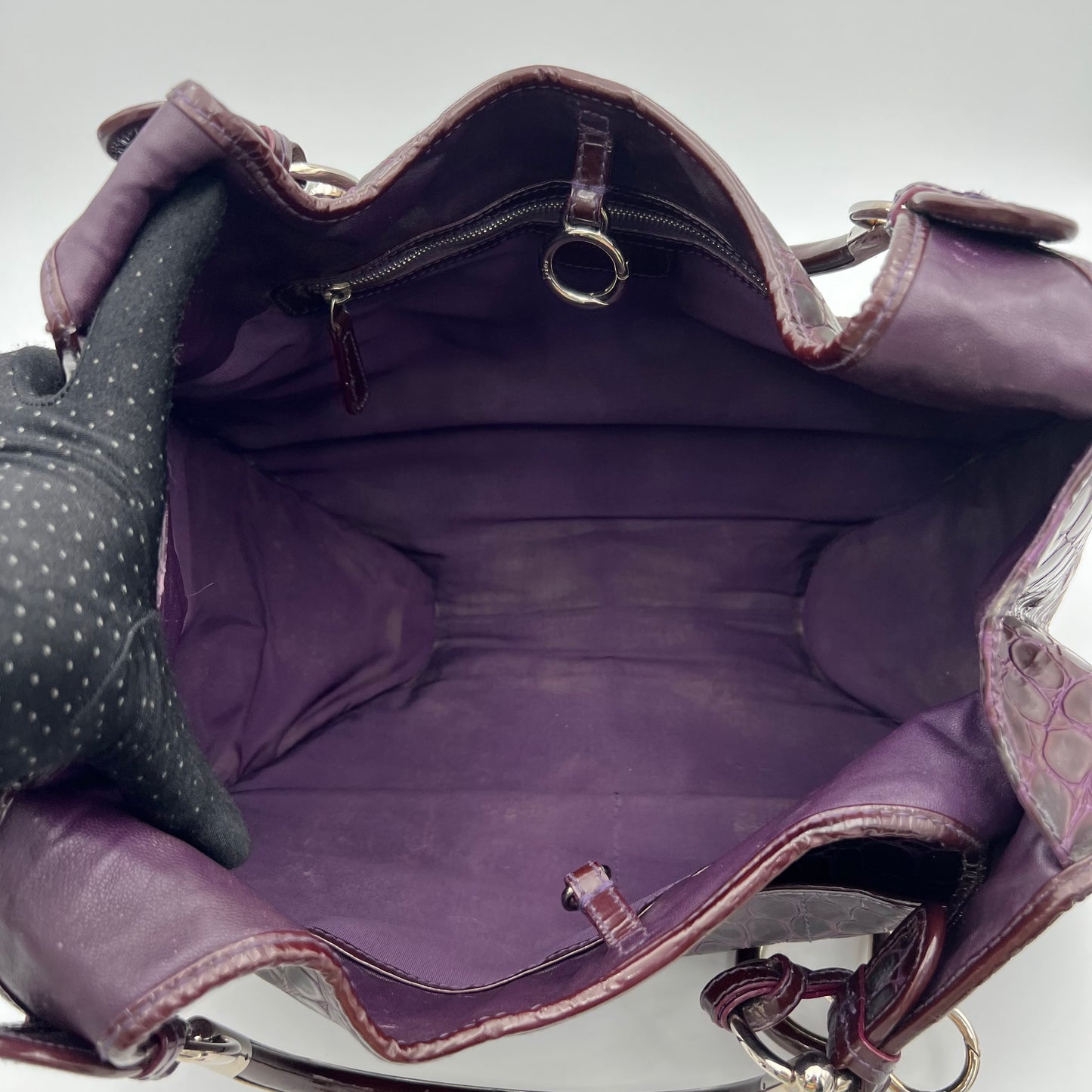 Christian Dior Purple Croc Embossed 61 Tote