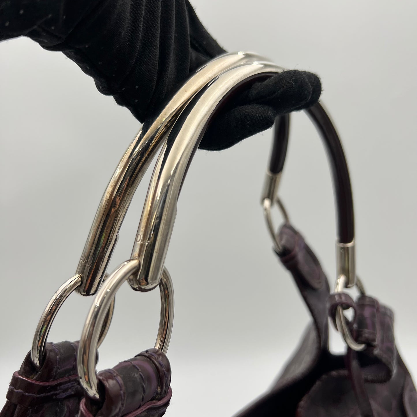 Christian Dior Purple Croc Embossed 61 Tote