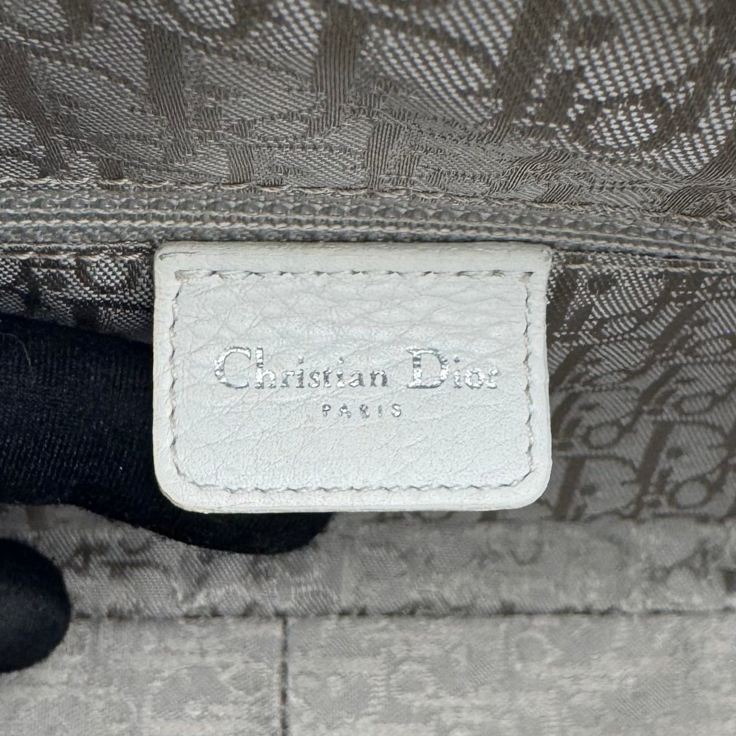 Christian Dior White Leather Cannage Boston Bag