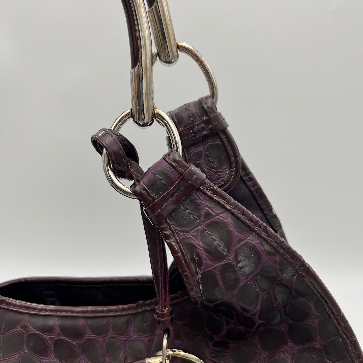 Christian Dior Purple Croc Embossed 61 Tote
