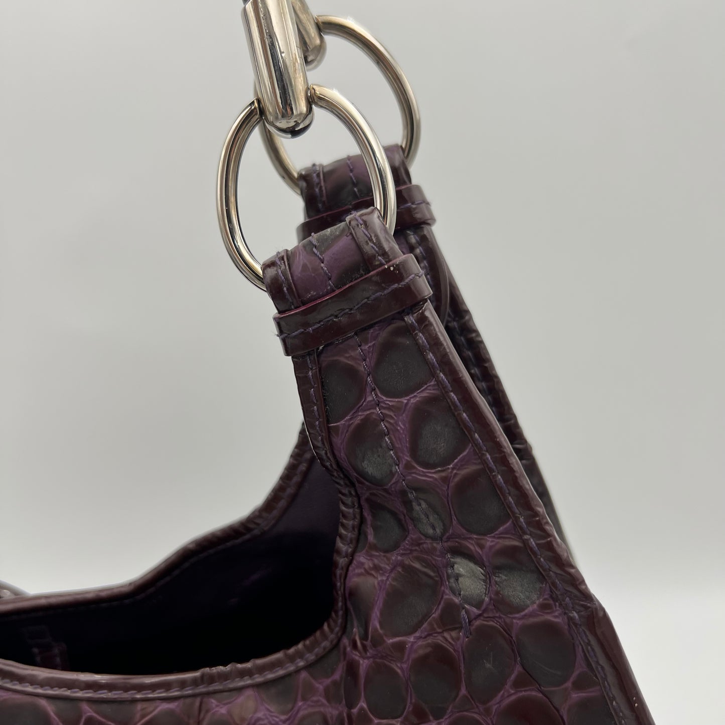 Christian Dior Purple Croc Embossed 61 Tote