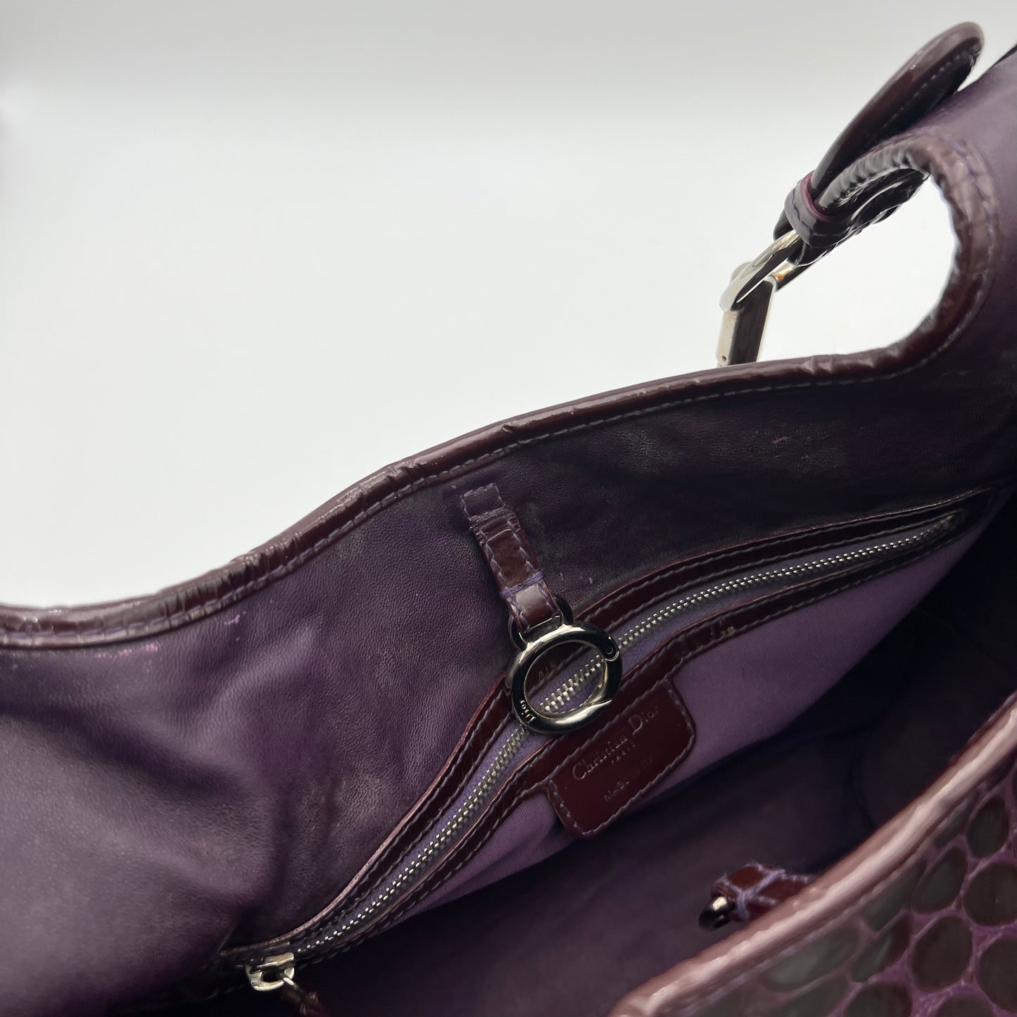 Christian Dior Purple Croc Embossed 61 Tote