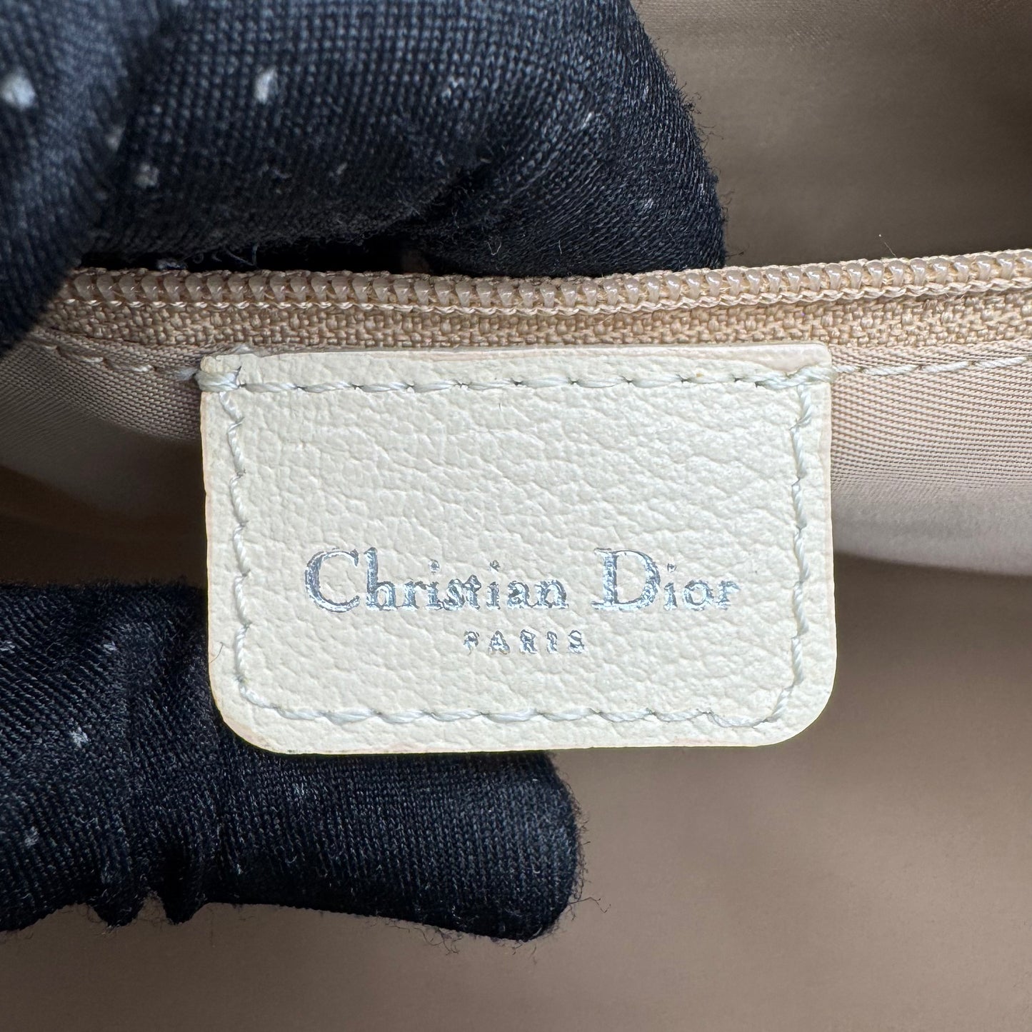 Christian Dior Beige Oblique Coated Canvas Embroidered Floral Boston