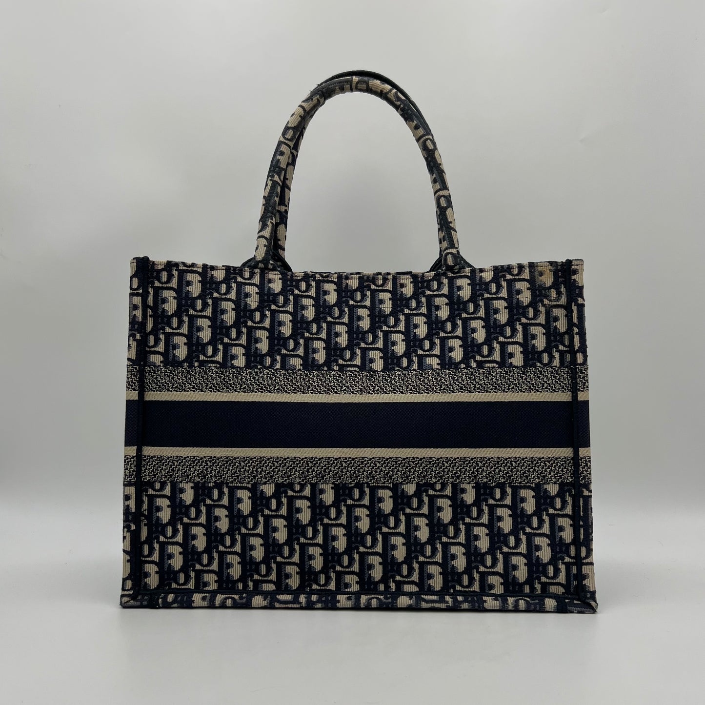 Christian Dior Blue Oblique Embroidered Medium Book Tote