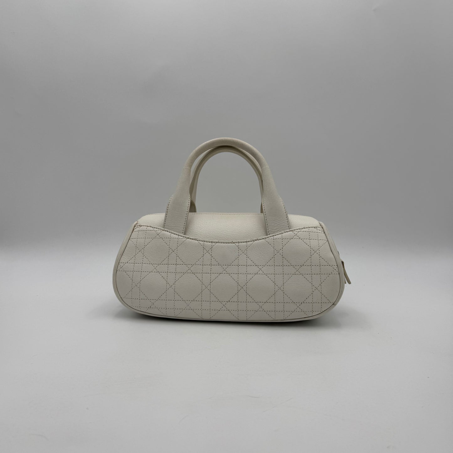 Christian Dior White Leather Cannage Small Satchel