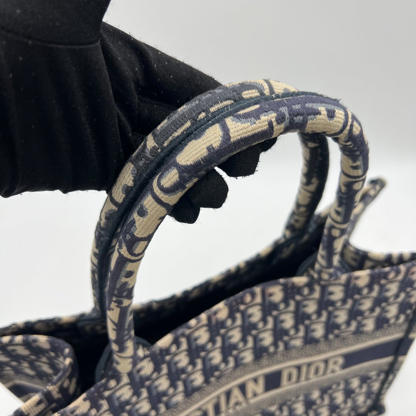 Christian Dior Blue Oblique Embroidered Medium Book Tote