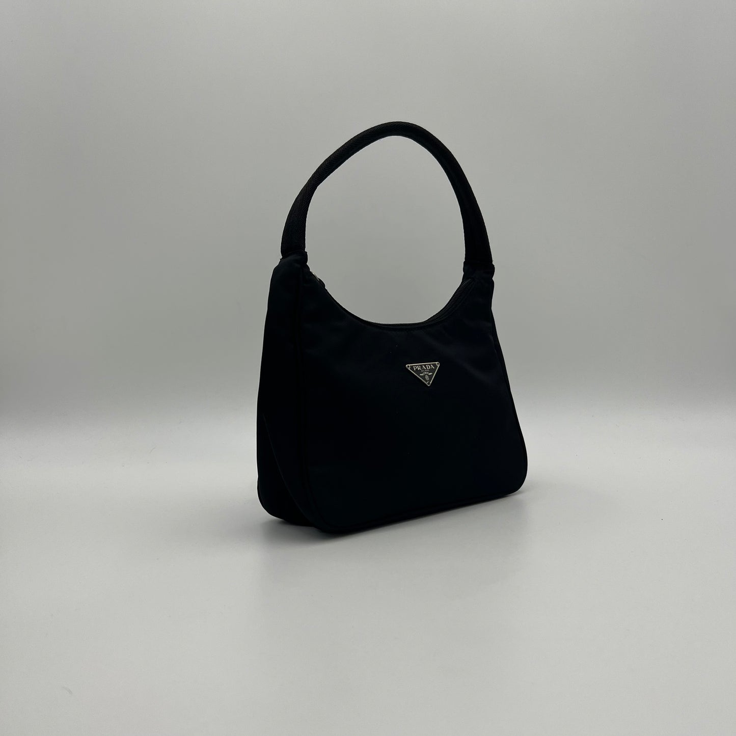 Prada Black Nylon Mini Hobo Baguette