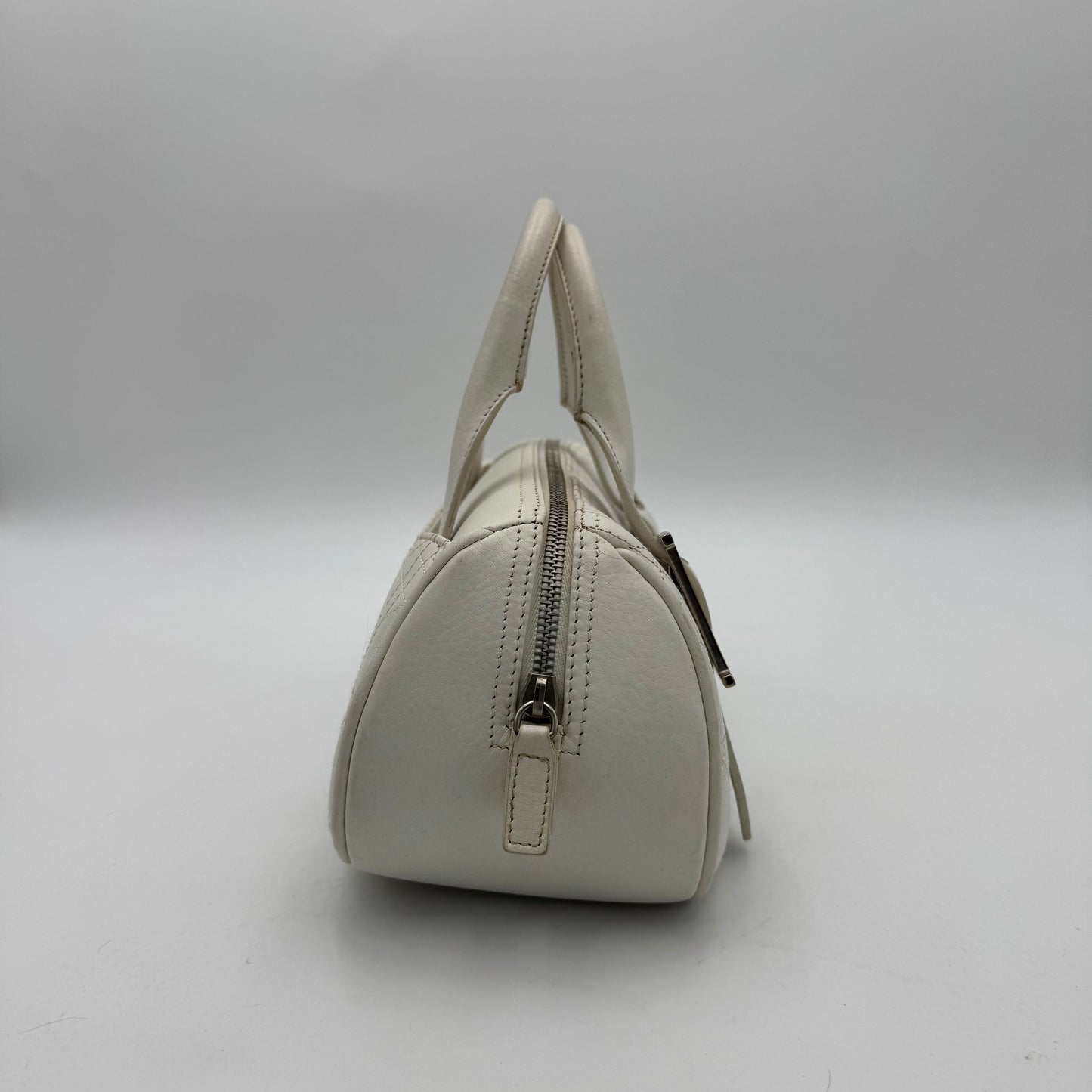 Christian Dior White Leather Cannage Small Satchel