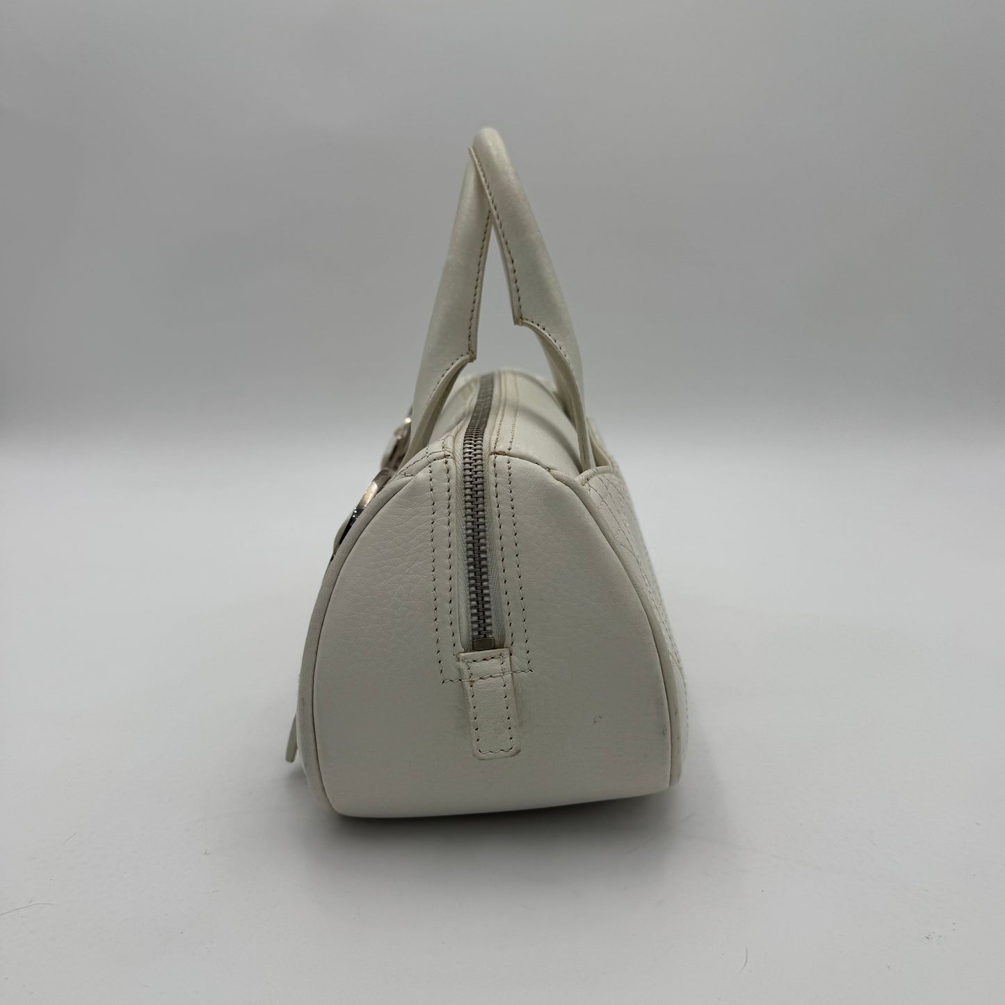 Christian Dior White Leather Cannage Small Satchel