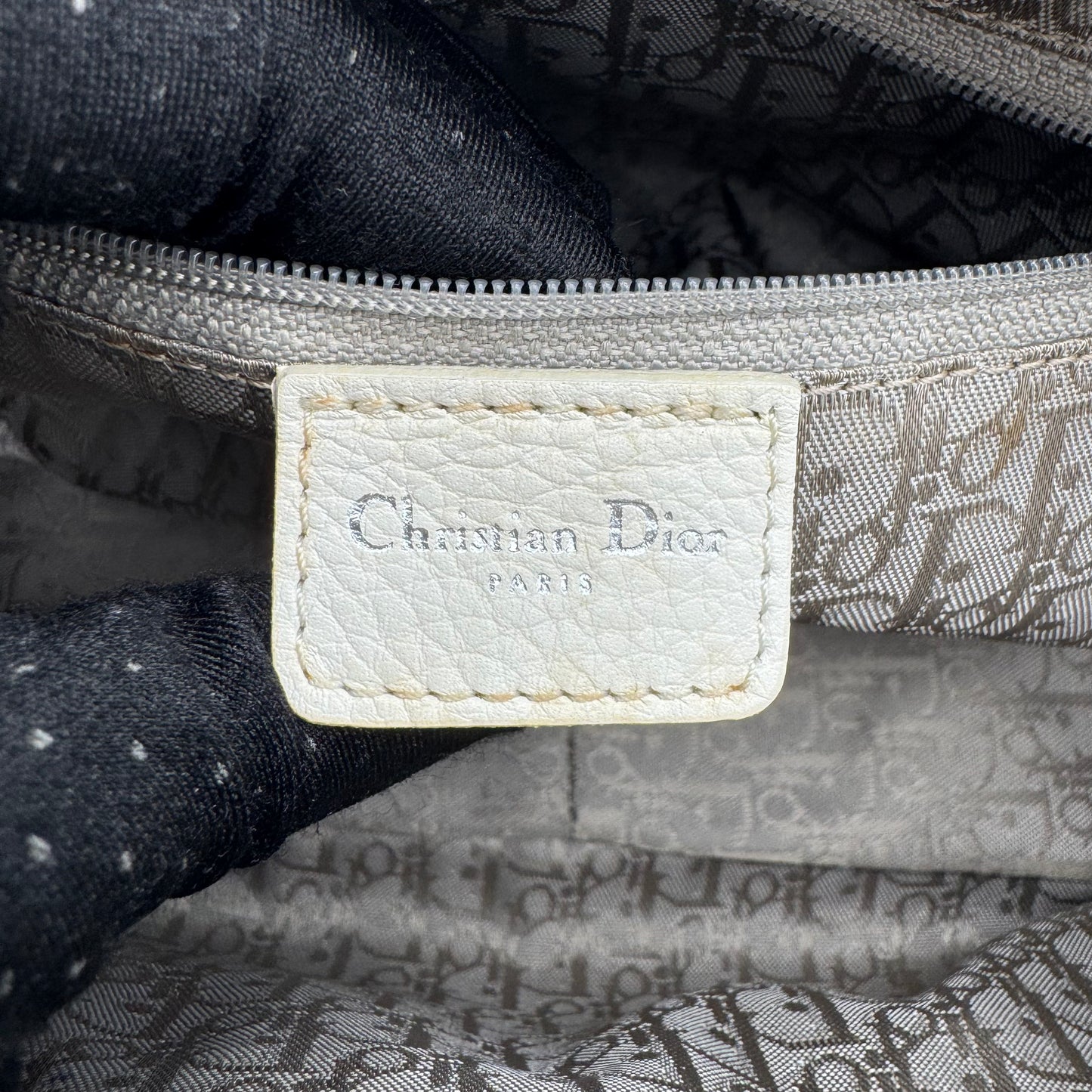 Christian Dior White Leather Cannage Small Satchel